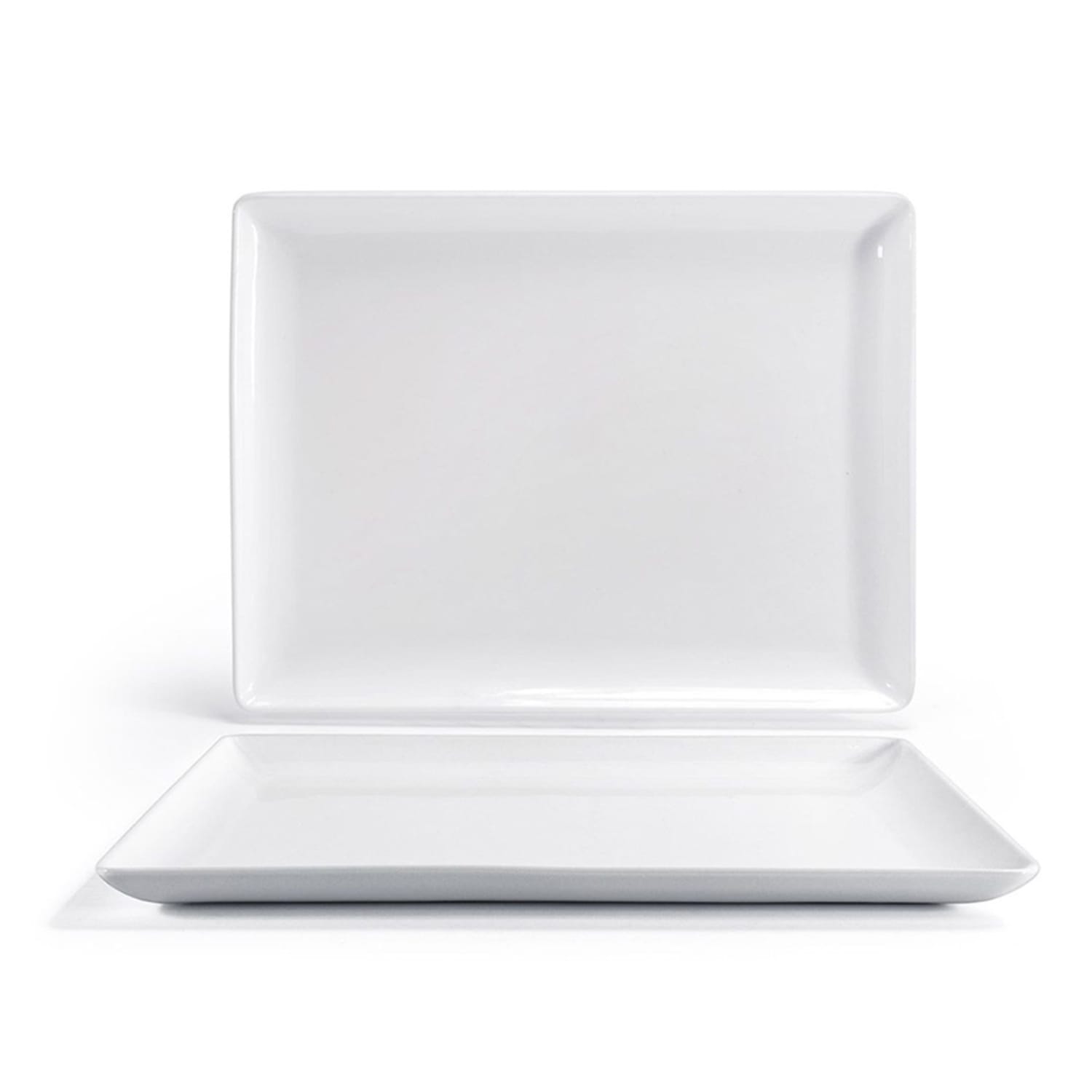 Front of the House BPT039WHP20 17 x 13 Rectangular Mod Platter - Porcelain, White