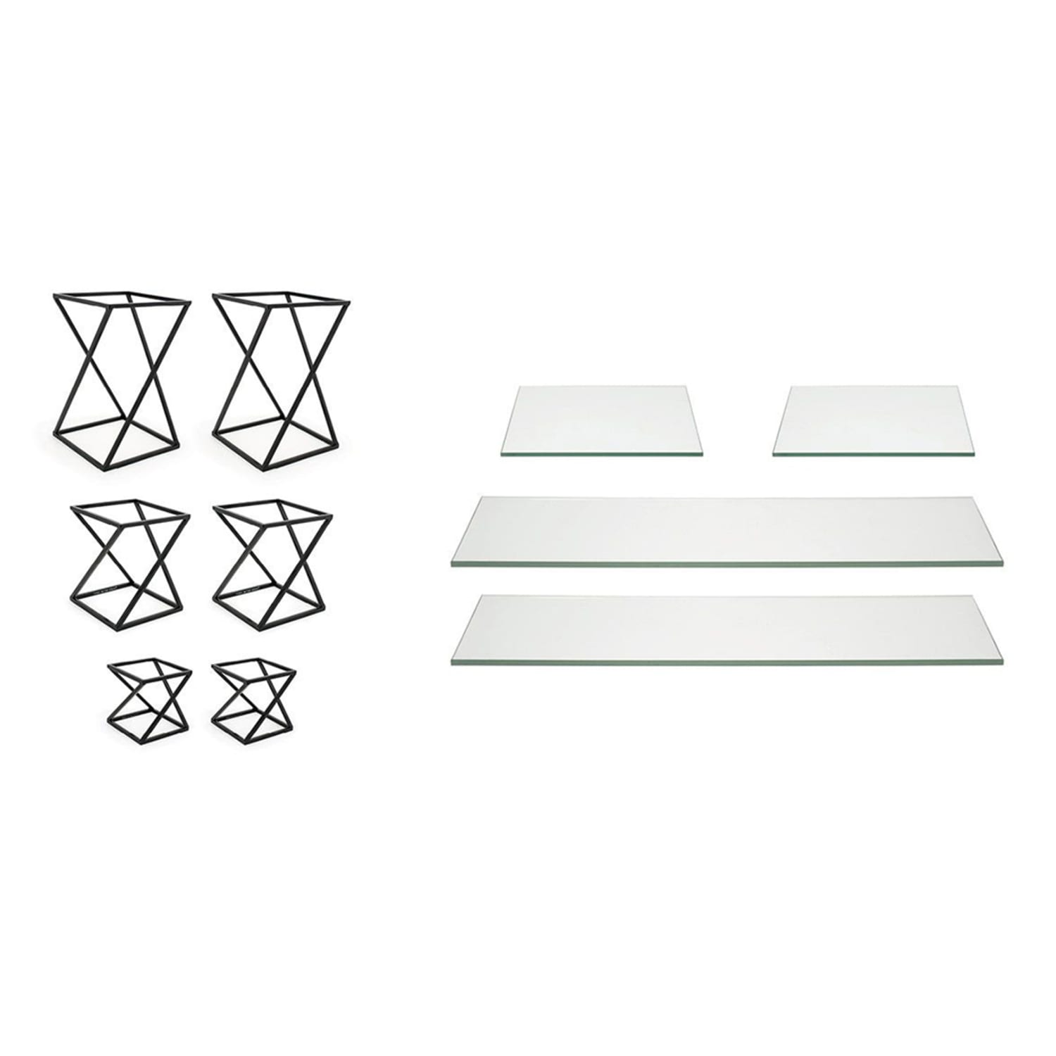 Front of the House BST030MUM28 10 Piece B³ Buffet Building Blocks Riser Set - Glass/ Matte Black Iron, Multi-Colored