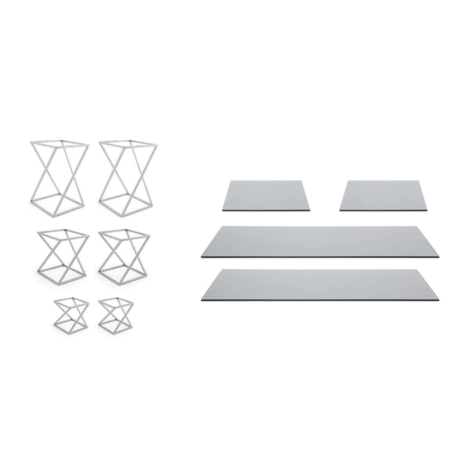 Front of the House BST028MUM28 10 Piece B³ Buffet Building Blocks Riser Set - Smoke Glass/ Iron, Multi-Colored
