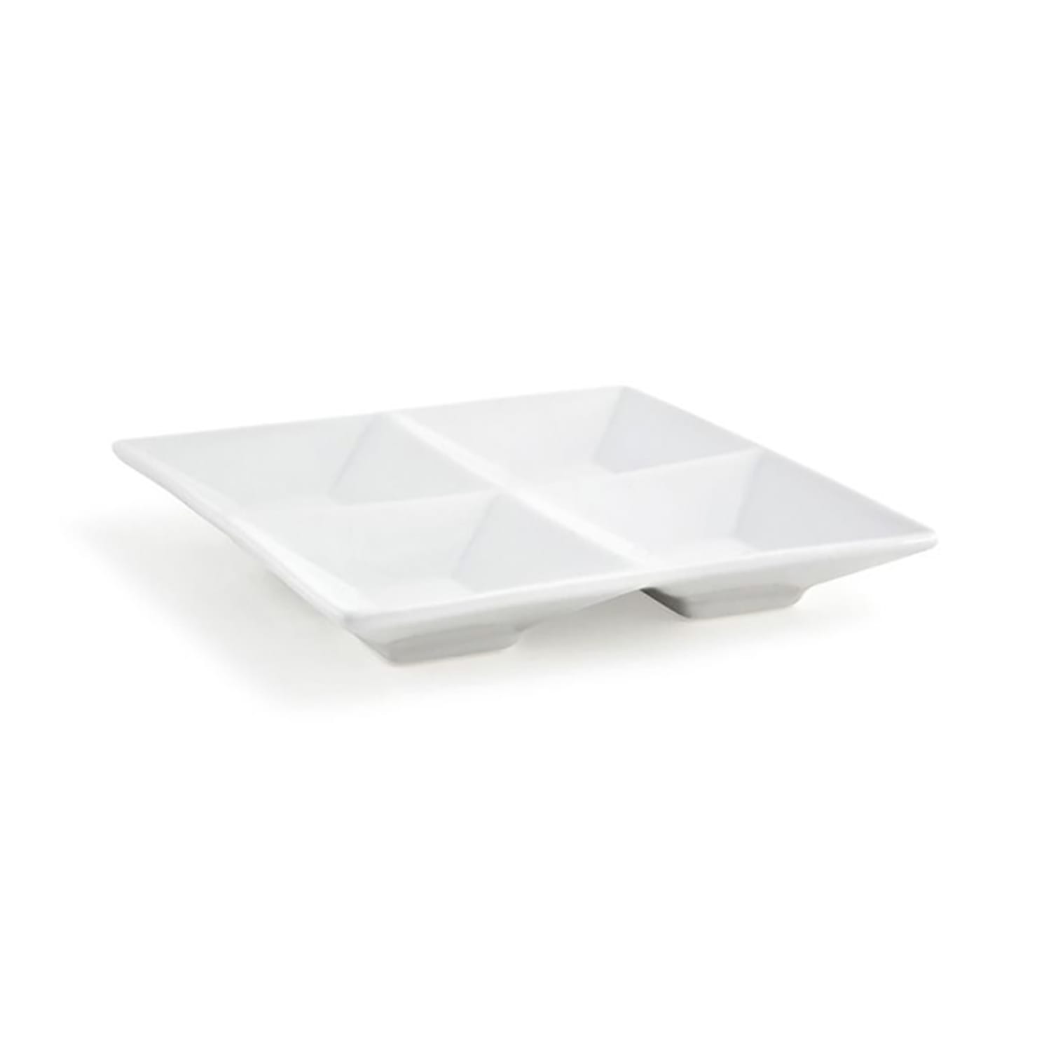 Front of the House DSD033WHP22 4 oz Kyoto Dish w/ 4 Compartments- Porcelain, White, Case of 6