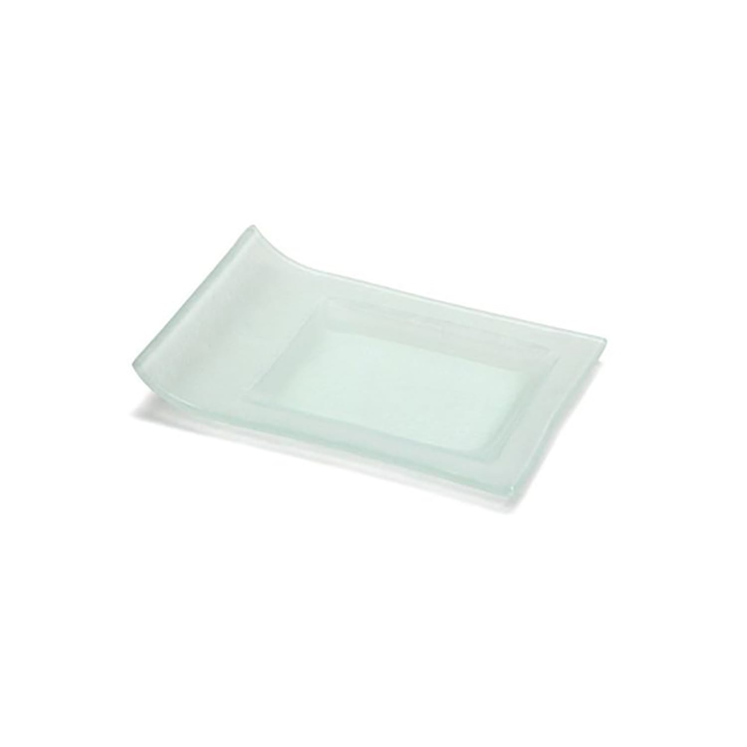 Front of the House DAP041FRG23 Rectangular Sampler Plate - 5 1/2 x 3 3/4, Glass, Frosted, Green, Case of 12