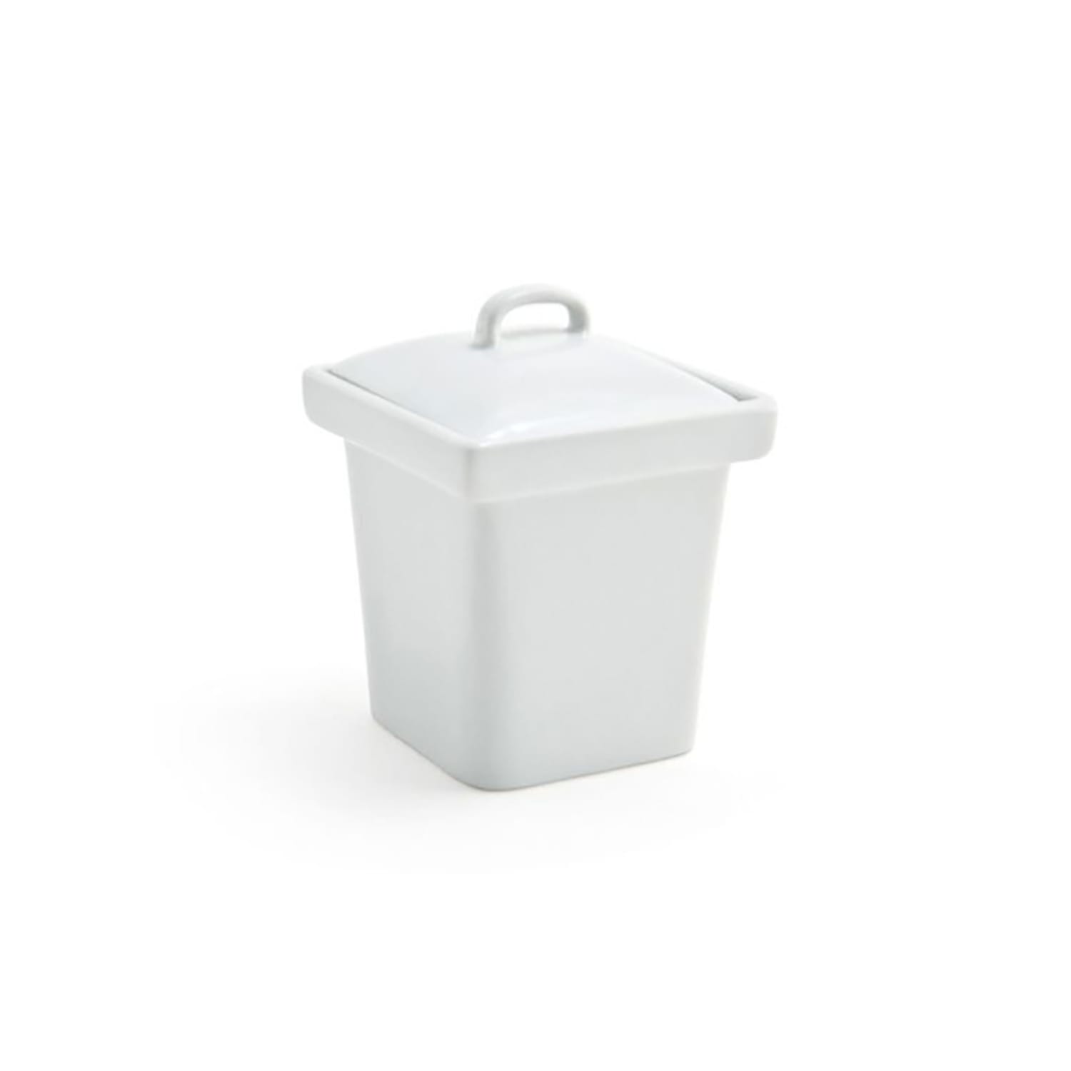 Front of the House DBO075WHP22 Square 4 oz Condiment Jar - White, Case of 6