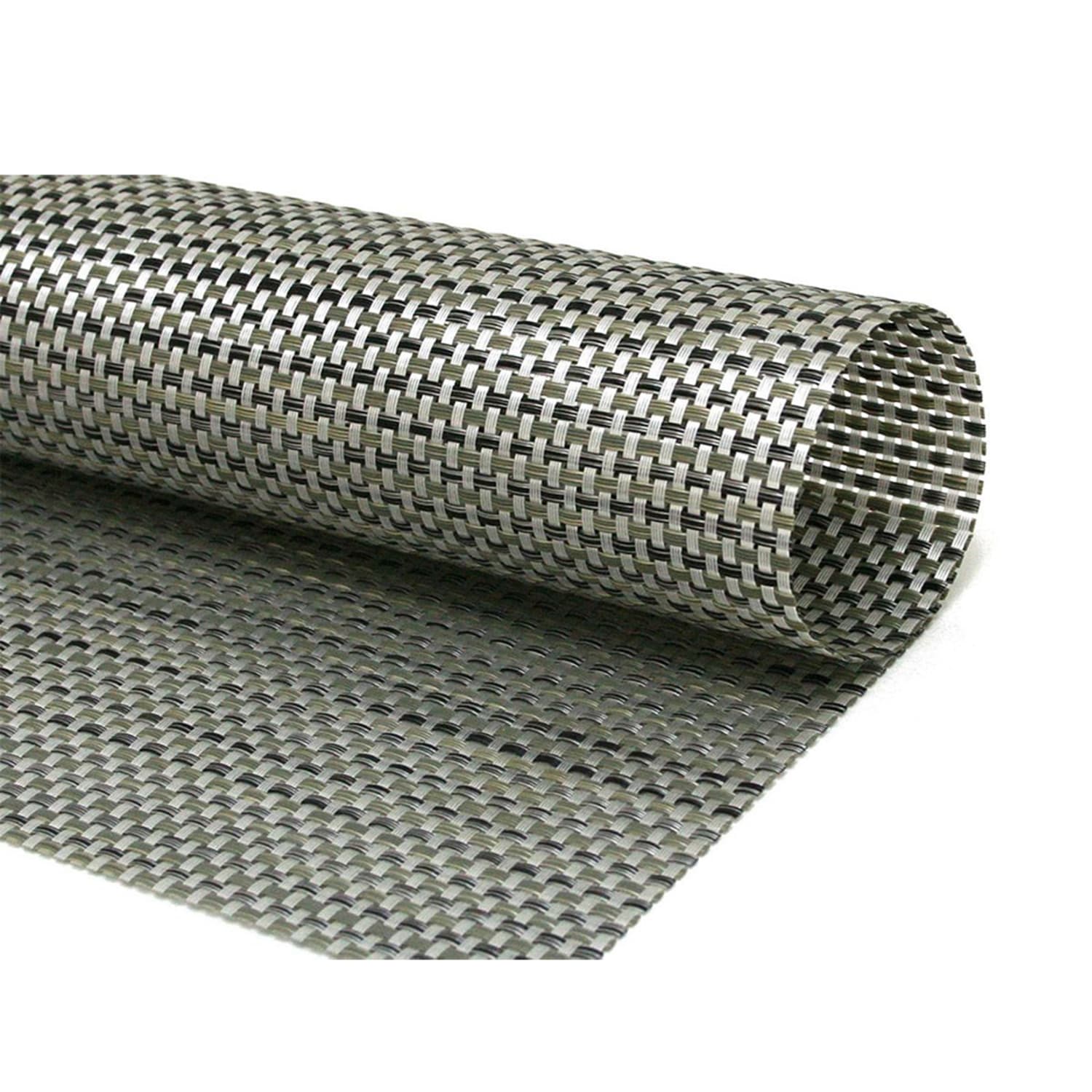 Front of the House RTL004SIV83 Rectangular Silver Placemat - 24 x 16 1/4, Woven Vinyl, Metroweave, Case of 12