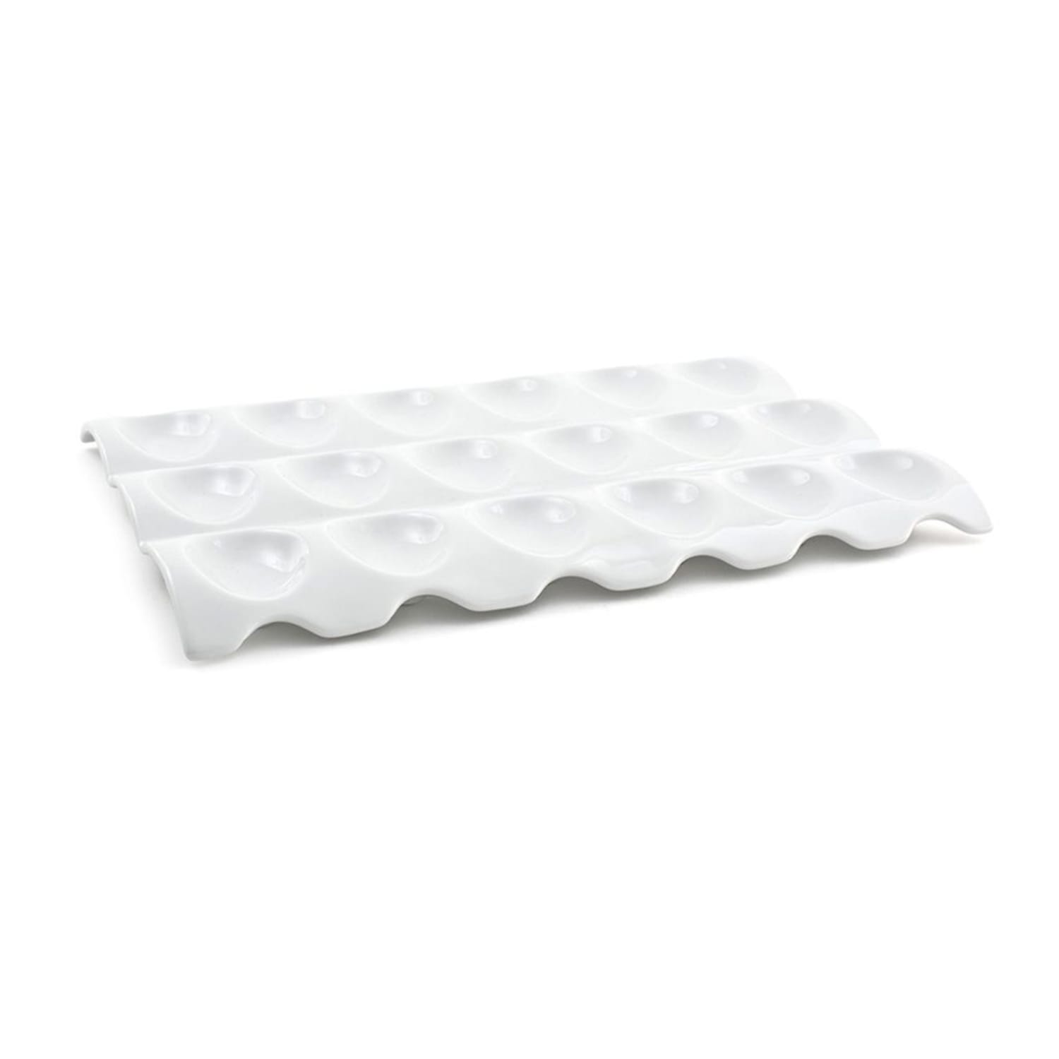 Front of the House SPT015WHP21 Rectangular Sampler Server w/ 18 Compartments - Porcelain, White, Case of 4