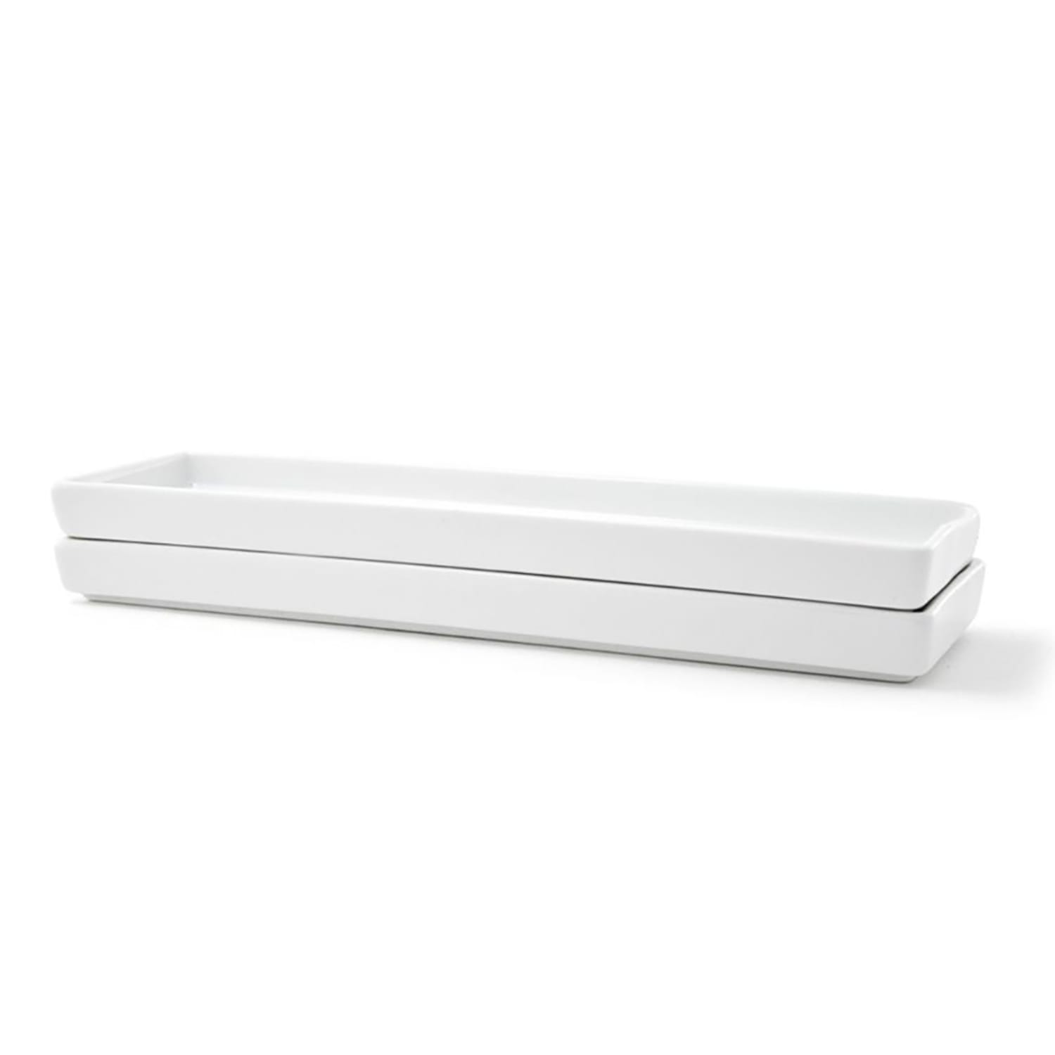Front of the House SPT014WHP23 9 3/4 x 2 3/4 Rectangular Mod Platter - Porcelain, White, Case of 12