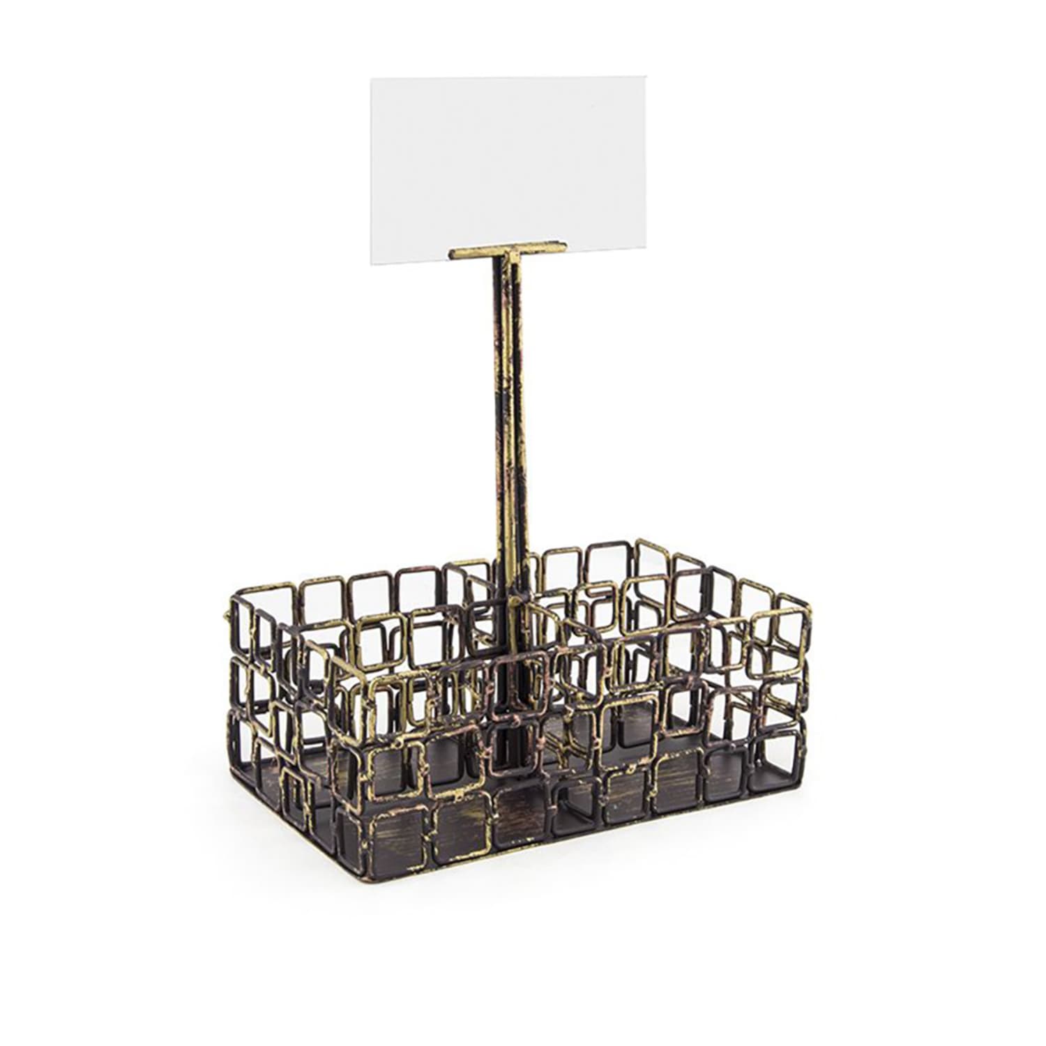 Front of the House TCS011GOI22 4 Compartment Rectangular Condiment Caddy - Iron, Copper, Case of 6