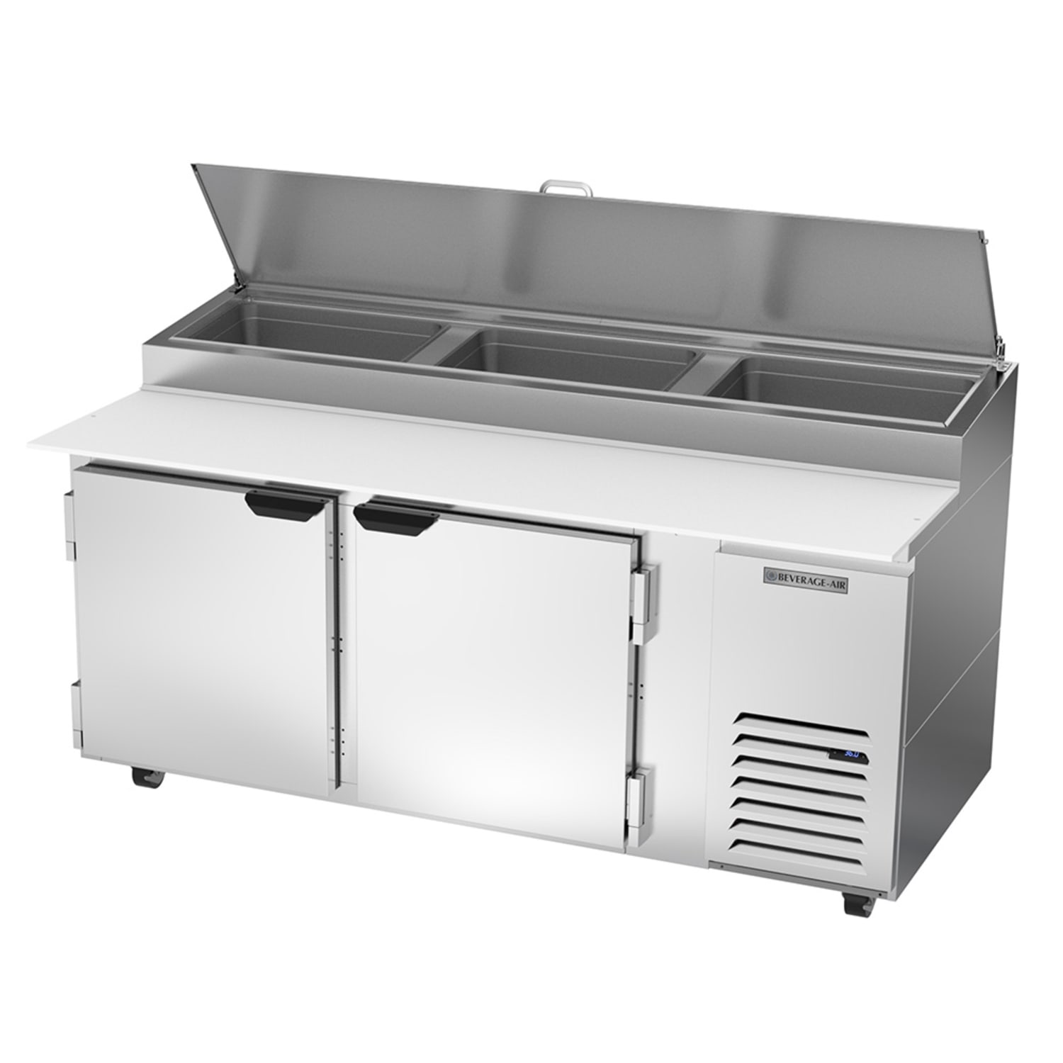 Beverage-Air DP72HC 72 Hydrocarbon Series Pizza Prep Table w/ Refrigerated Base, 115v, 2-Section, Stainless Steel