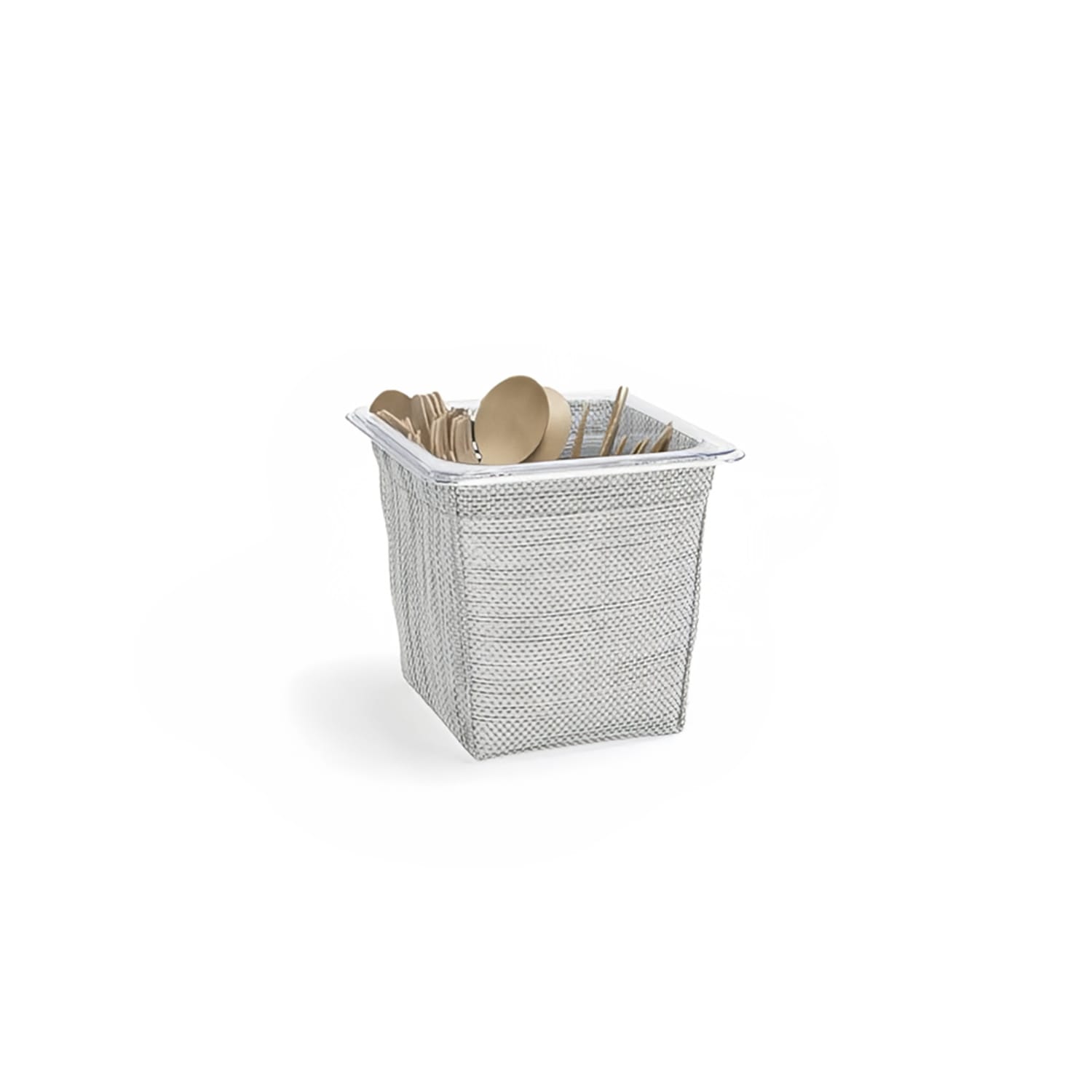 Front of the House BHO134GYV21 Flatware Divider Set - 7 x 6 1/2 x 5 3/4, Woven Vinyl, Mesh Grey, Gray