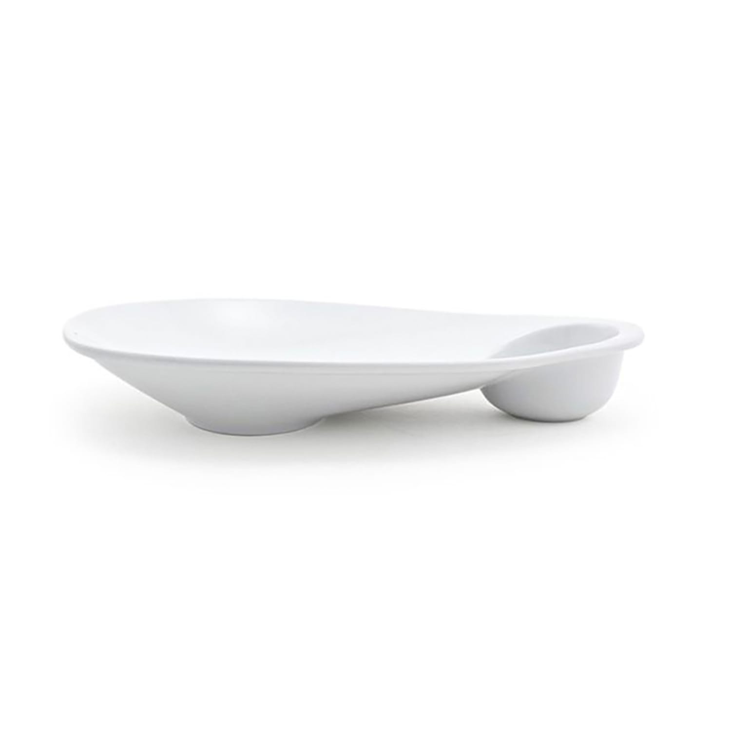 Front of the House DAP057WHP21 Oval Ellipse Sampler Plate w/ 2 Compartments - 12 x 9, Porcelain, White, Case of 4