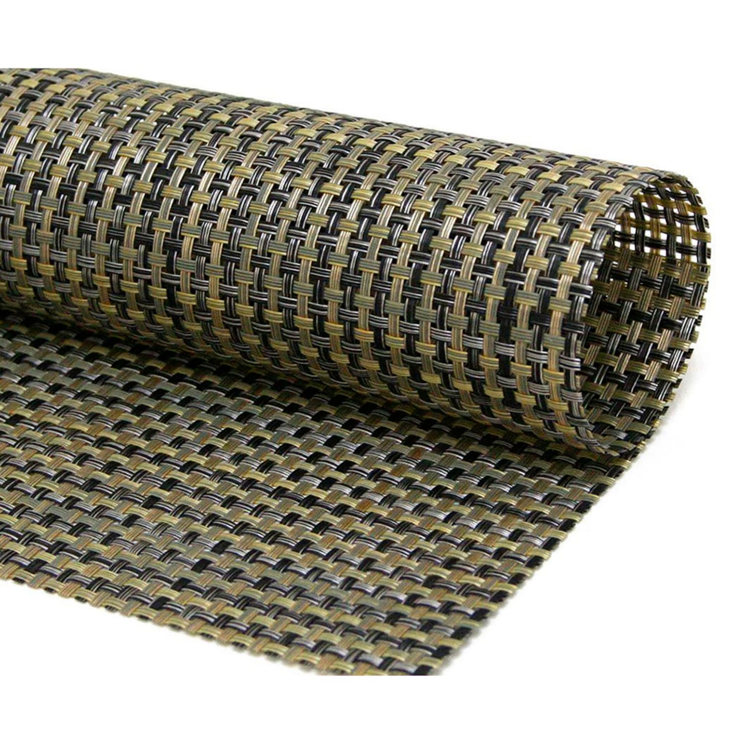 Front of the House XPM052GOV83 Rectangular Gold Placemat - 14 x 11, Woven Vinyl, Metroweave, Case of 12