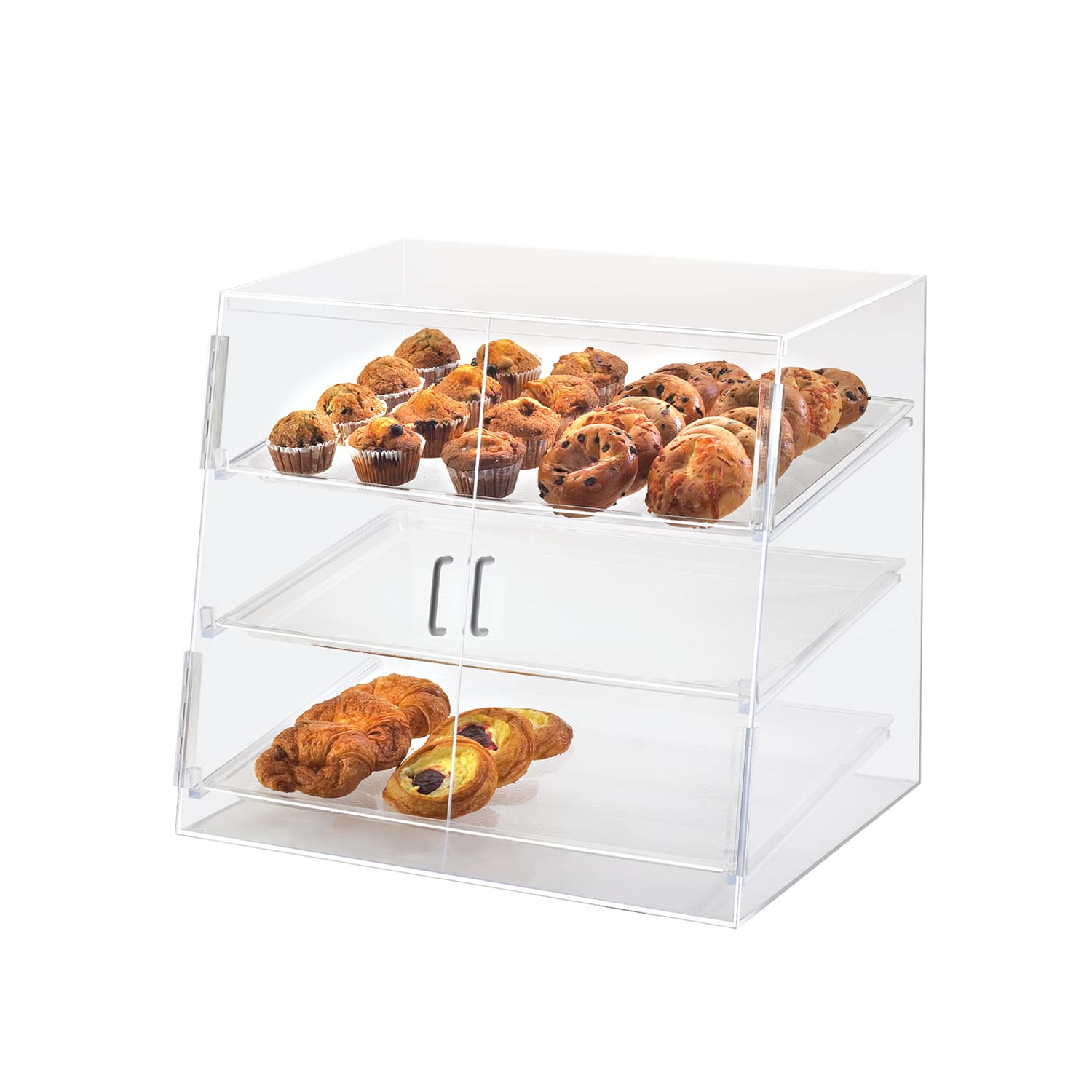 Cal-Mil P254SS 3 Tier Pastry Display Case w/ Hinged Doors - Acrylic, Clear
