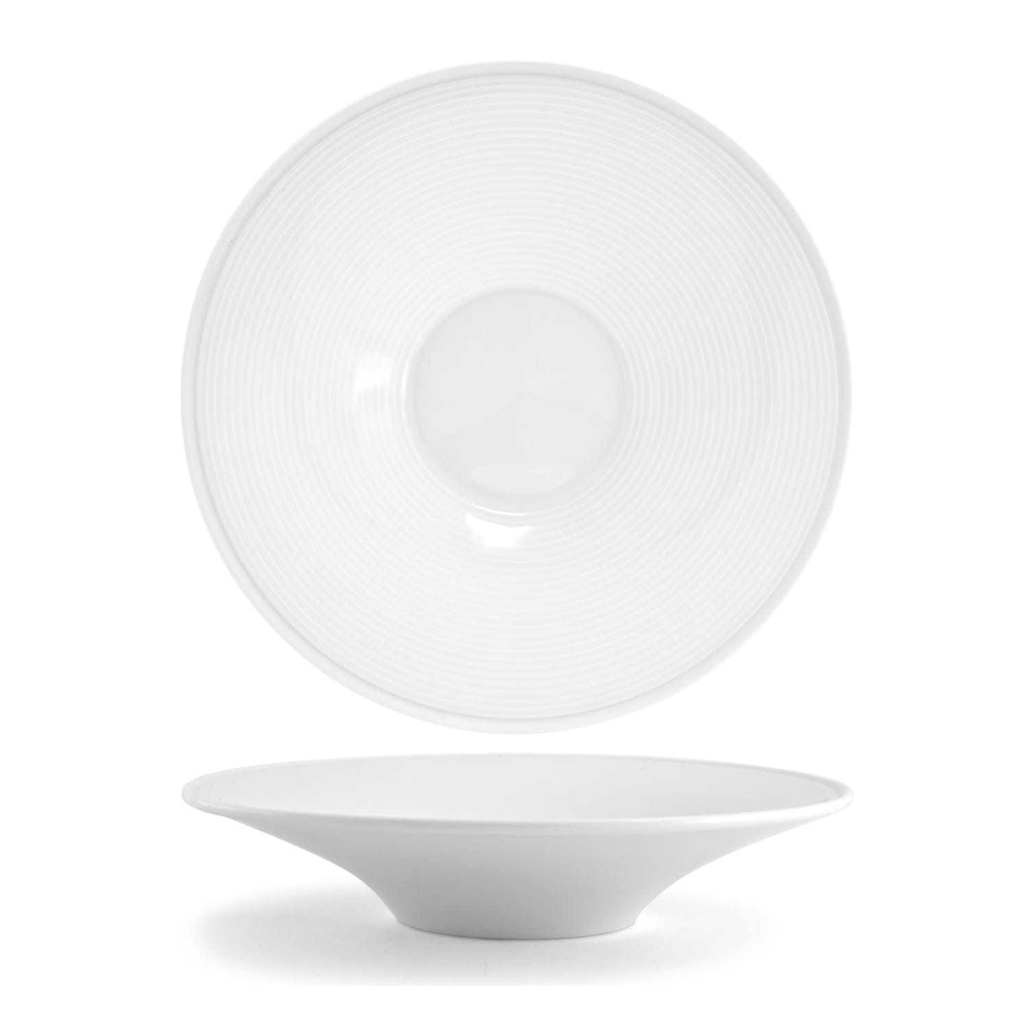 Front of the House DBO040WHP12 44 oz Round Spiral Bowl - Porcelain, White, Case of 6