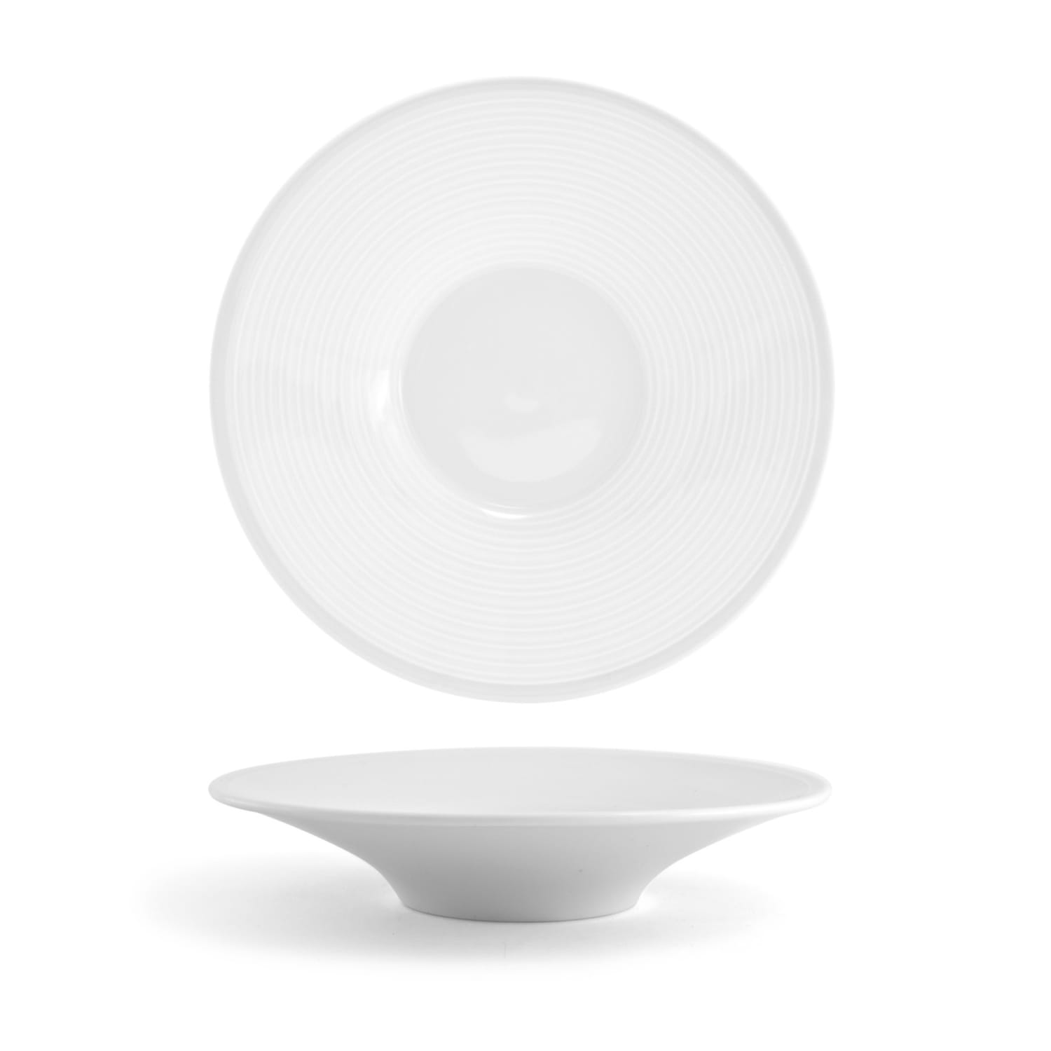 Front of the House DBO130WHP21 28 oz Round Spiral Bowl - Porcelain, White, Case of 4