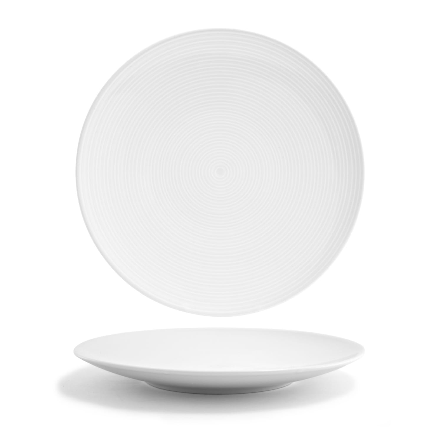 Front of the House DDP018WHP22 11 Round Spiral Plate - Porcelain, White, Case of 6