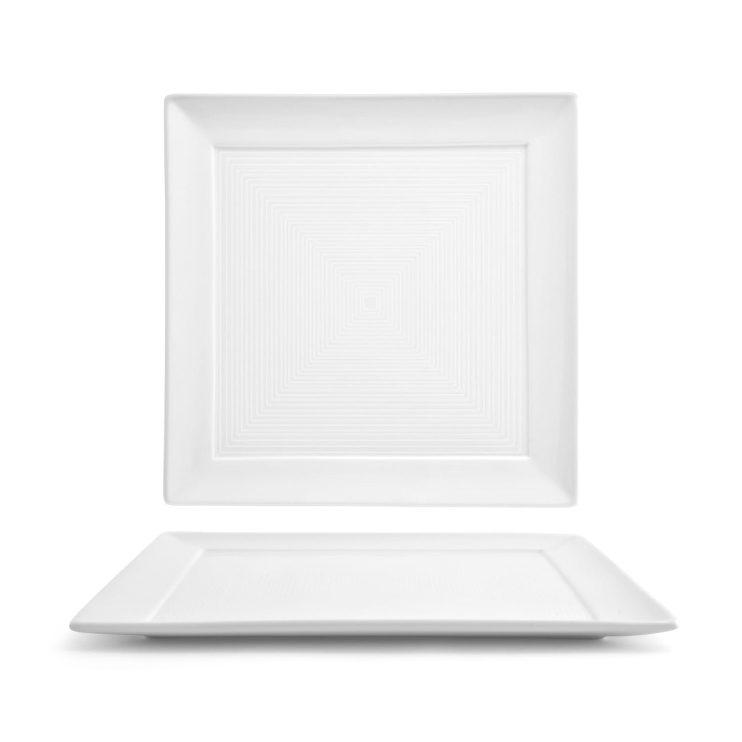 Front of the House DDP021WHP22 10 Square Spiral Plate - Porcelain, White, 10"", Case of 6