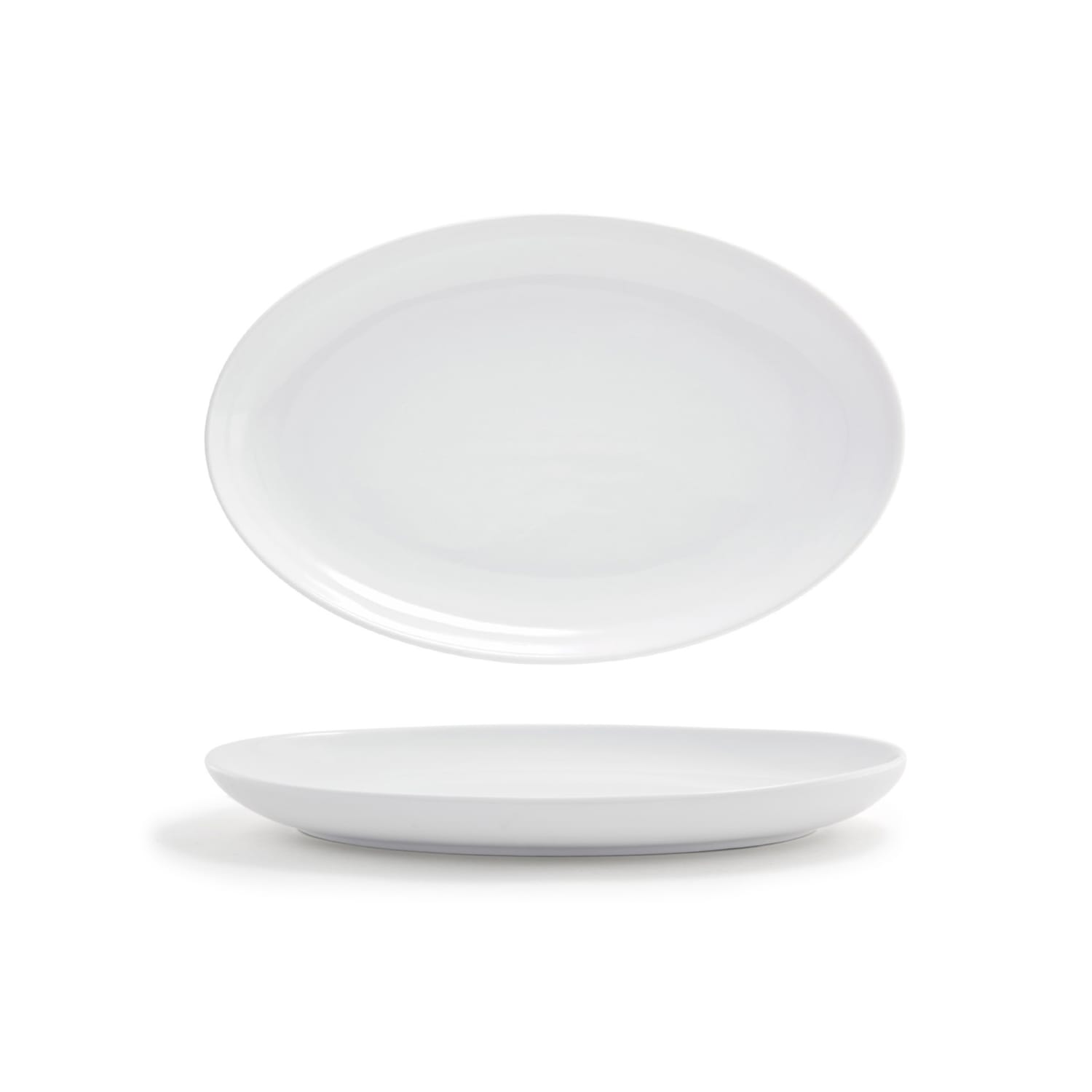 Front of the House DOS025WHP21 Oval Harmony Plate - 11 1/2 x 7 1/2, Porcelain, White, Case of 4