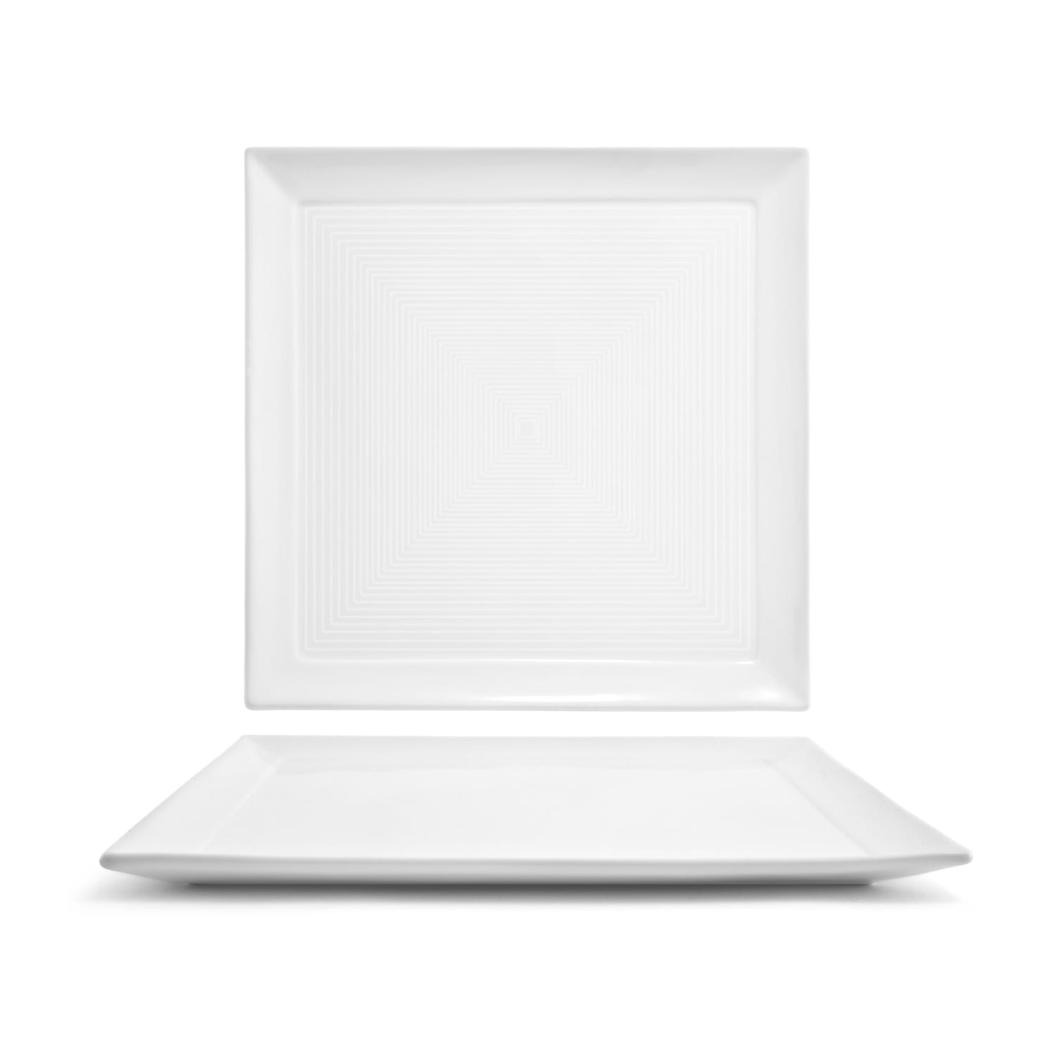 Front of the House DOS000WHP21 12 Square Spiral Plate - Porcelain, White, Case of 4