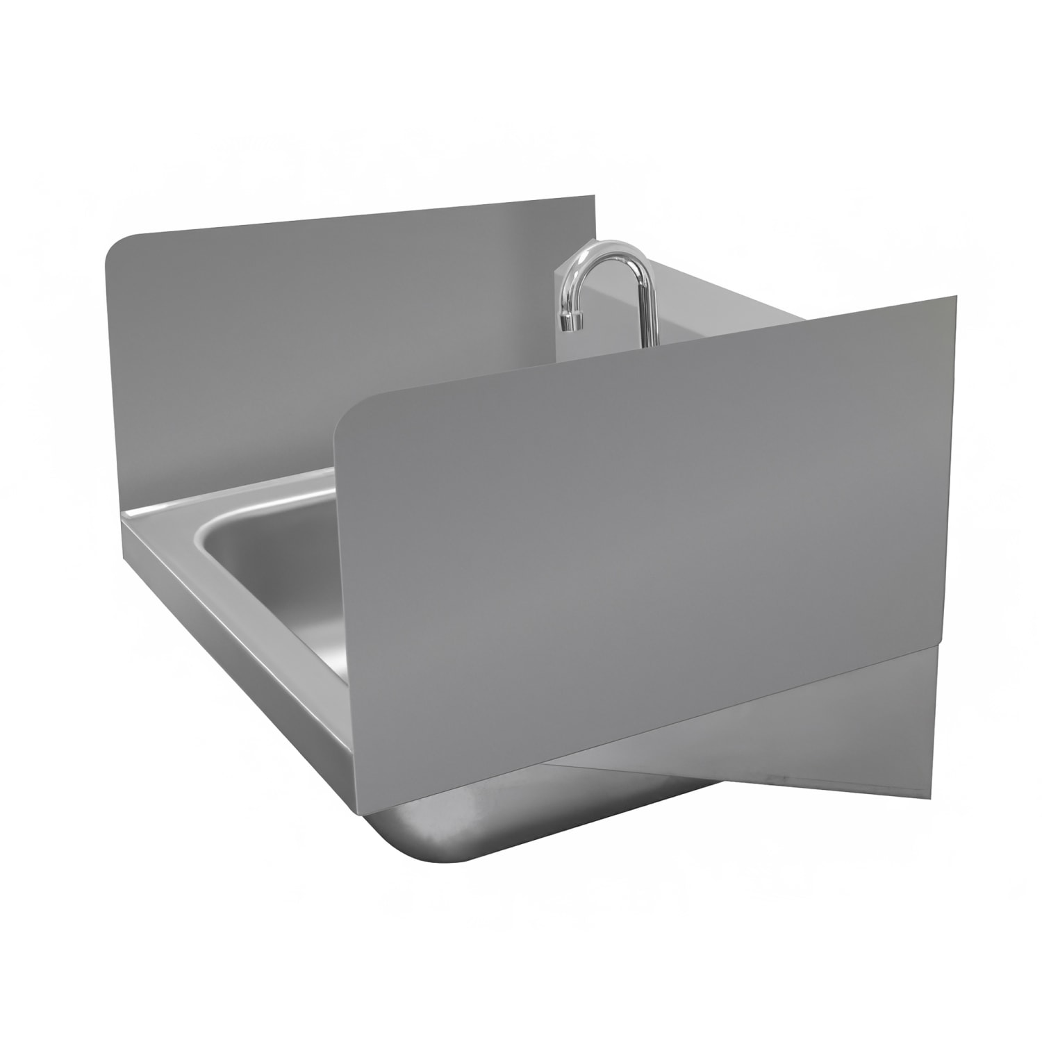 Advance Tabco 7-PS-15E 12 Tall Side Splash for Hand Sinks - 14 x 16 Bowls, 2 Sides, Stainless Steel