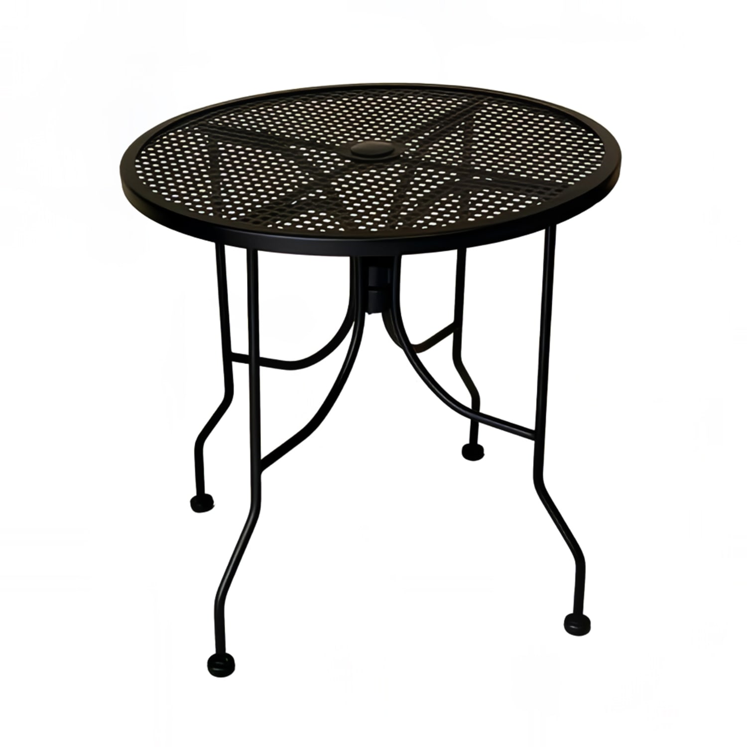 American Tables & Seating ALM30 30 Round Outdoor Table w/ Umbrella Hole - Aluminum, Black, Round Top