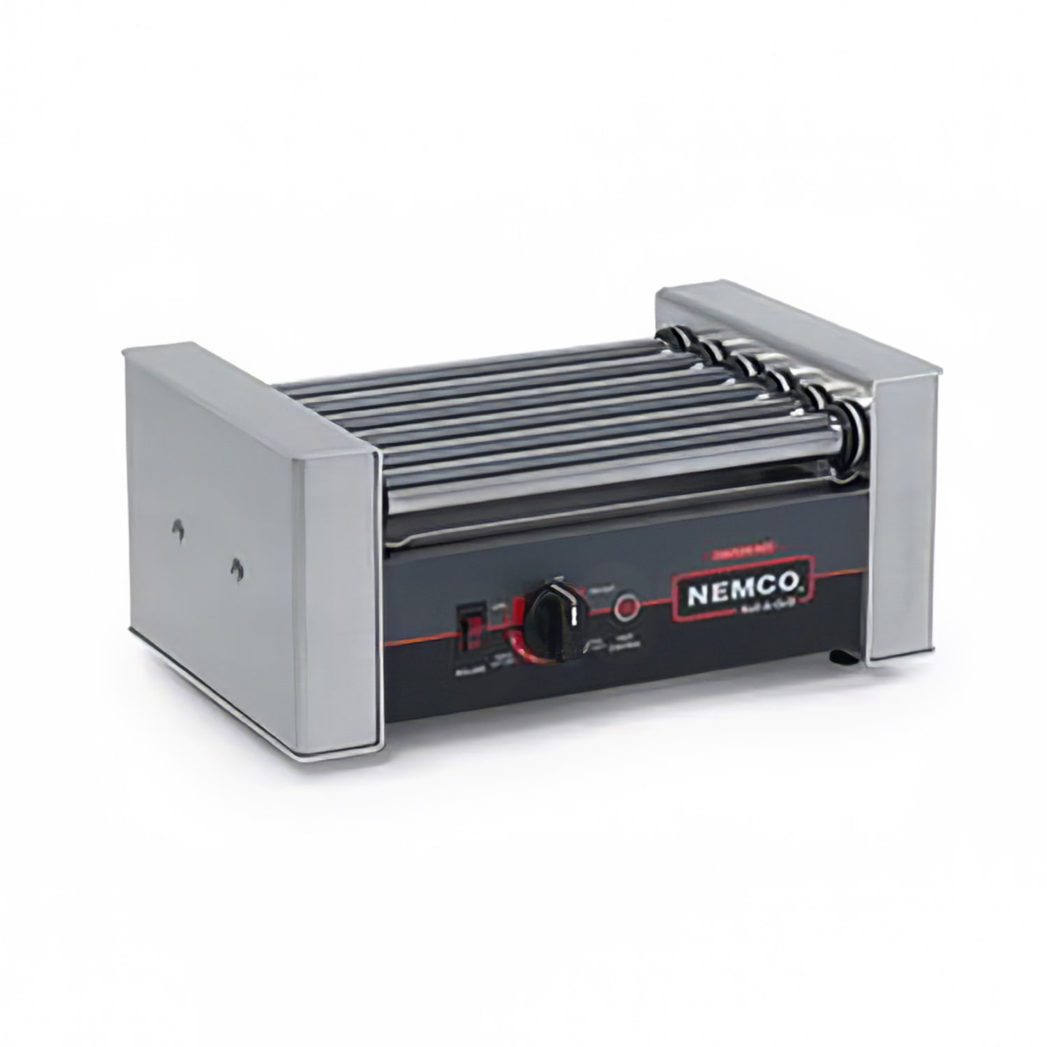 Nemco 8010SX-220 10 Hot Dog Roller Grill w/ Manual Controls - Flat Top, 220v, Stainless Steel