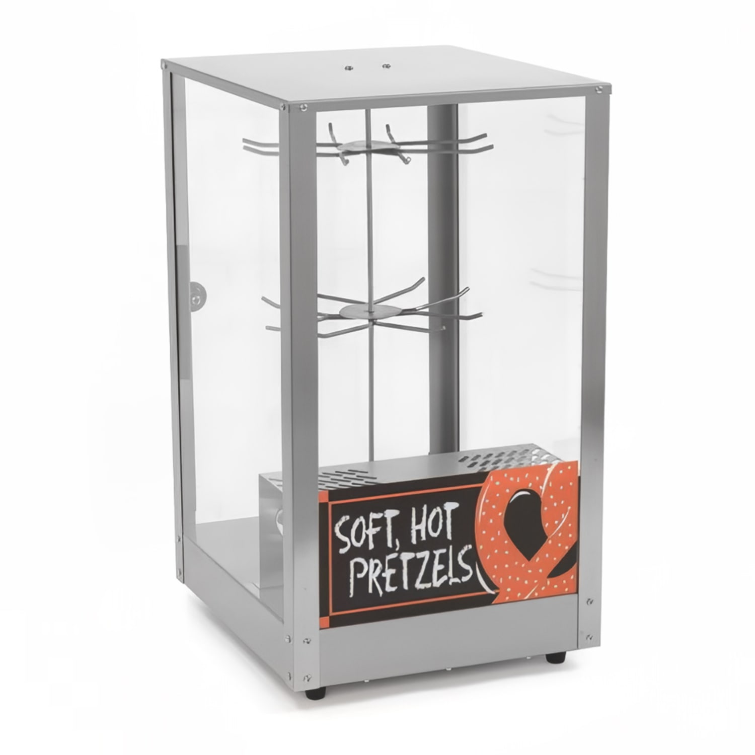 Nemco 6403 Revolving Pretzel Merchandiser w/ Illuminated Interior & 27 1/4 x 15 1/8 x 18 1/8, 120V, Stainless Steel
