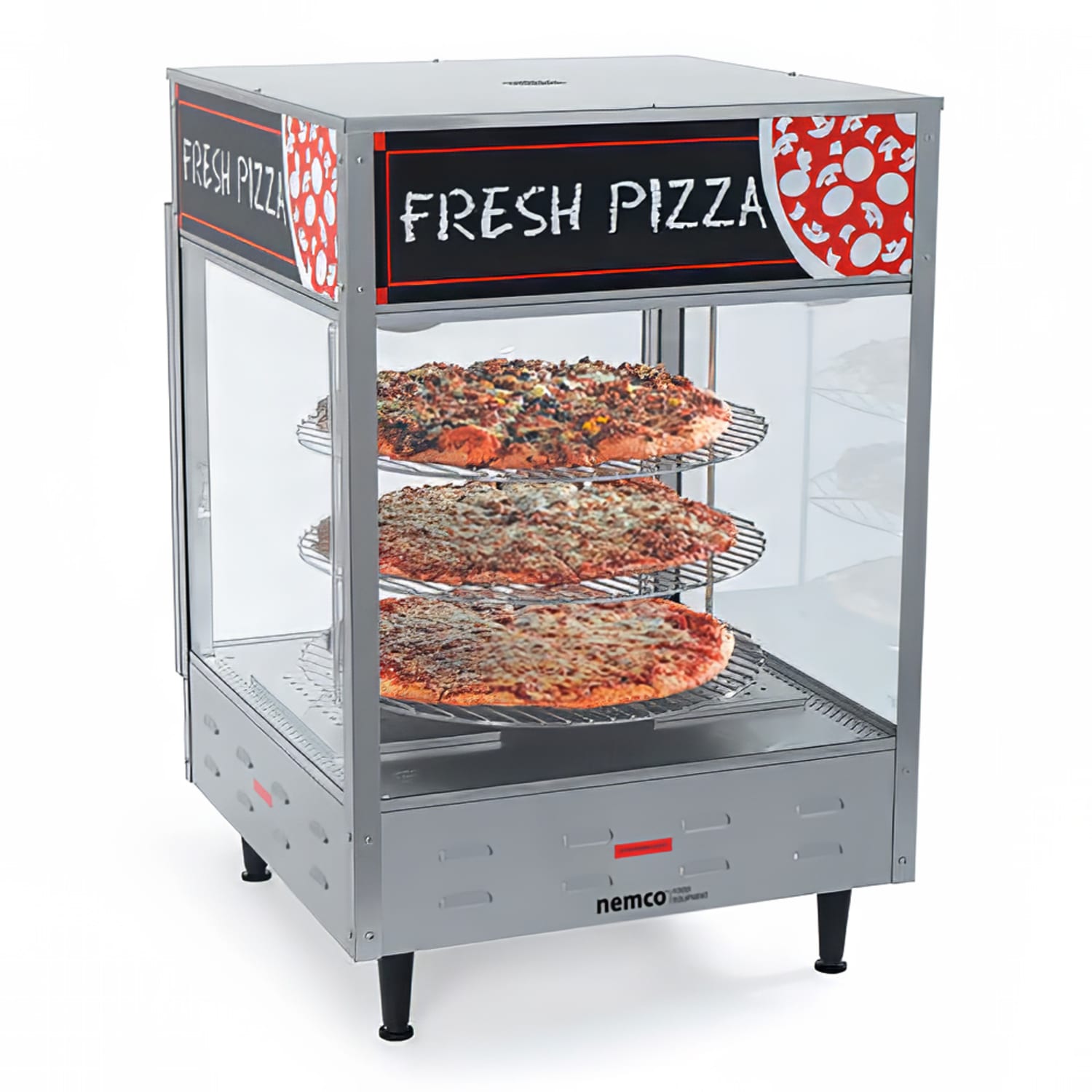 Nemco 6451 22 1/4 Rotating Heated Pizza Merchandiser w/ 3 Levels, 120v, Stainless Steel