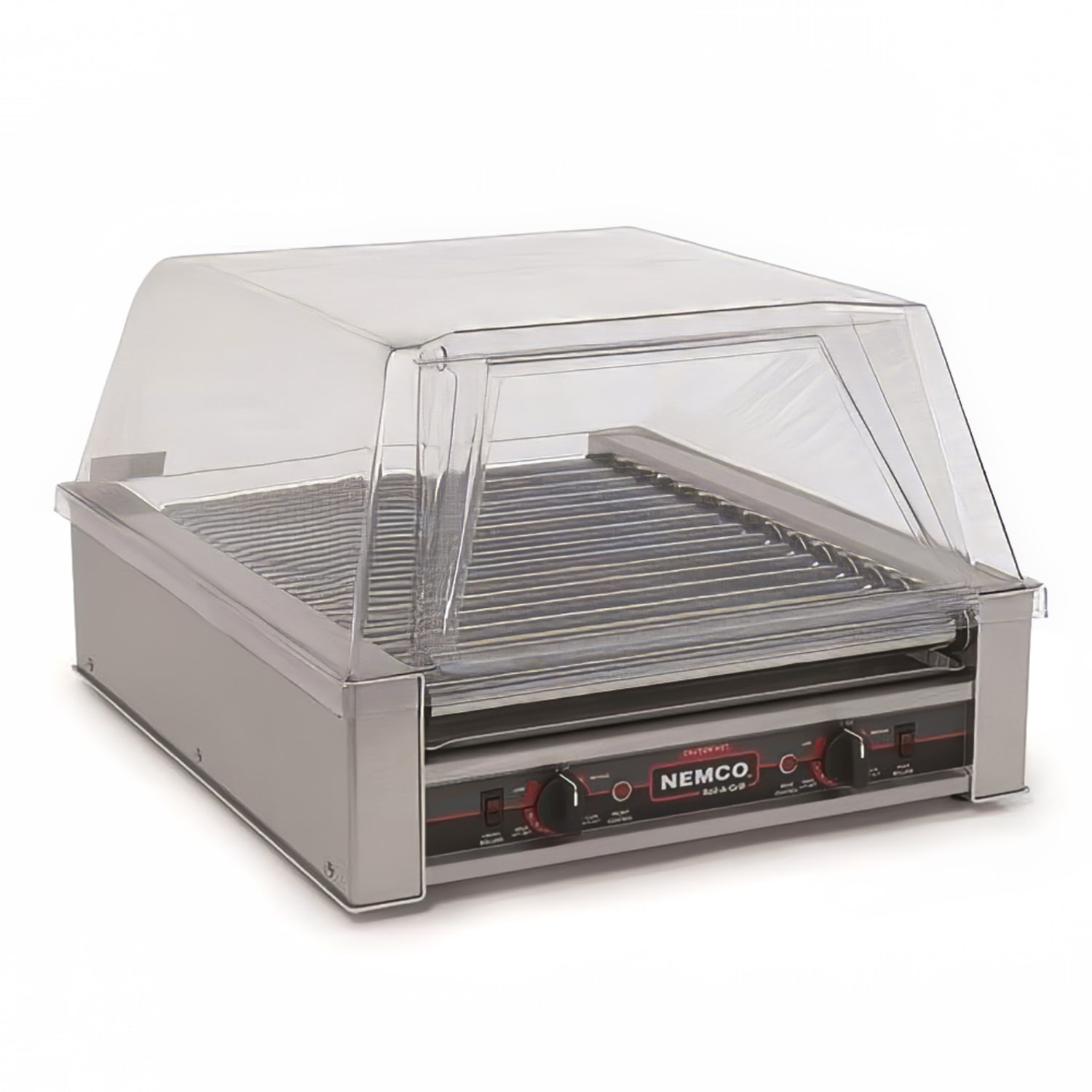 Nemco 8045N 45 Hot Dog Roller Grill w/ Manual Controls - Flat Top, 120v, Stainless Steel