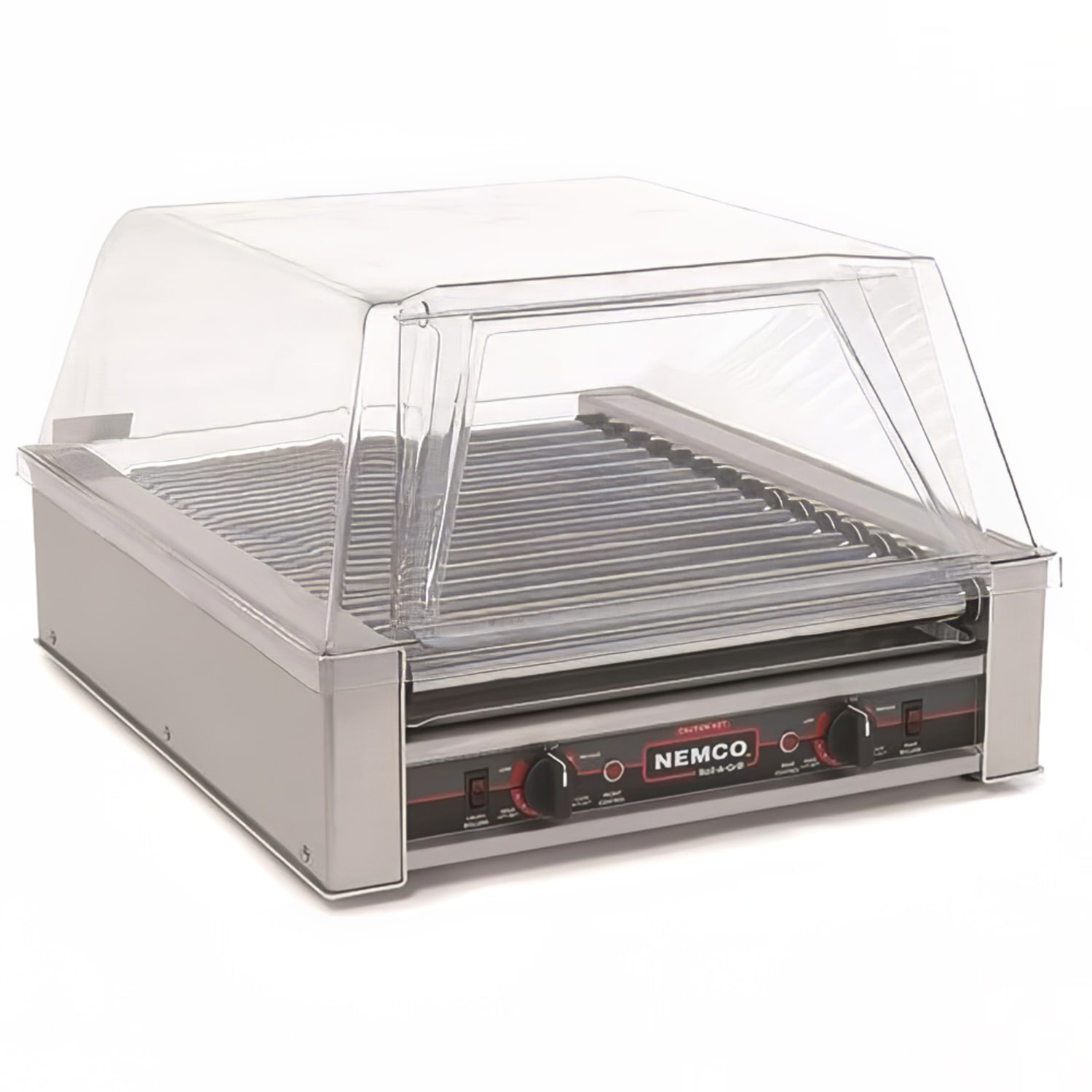 Nemco 8045N-220 45 Hot Dog Roller Grill w/ Manual Controls - Flat Top, 220v, Stainless Steel