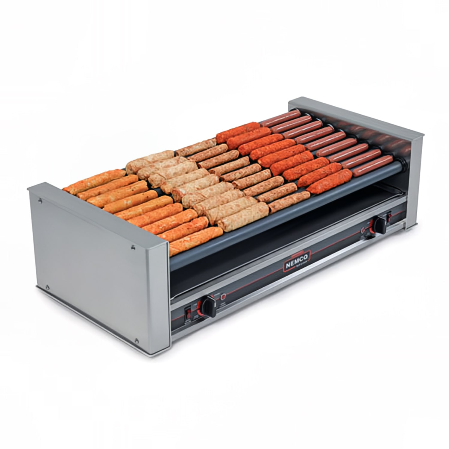 Nemco 8045W-SLT 45 Hot Dog Roller Grill w/ Manual Controls - Slanted Top, 120v, Stainless Steel