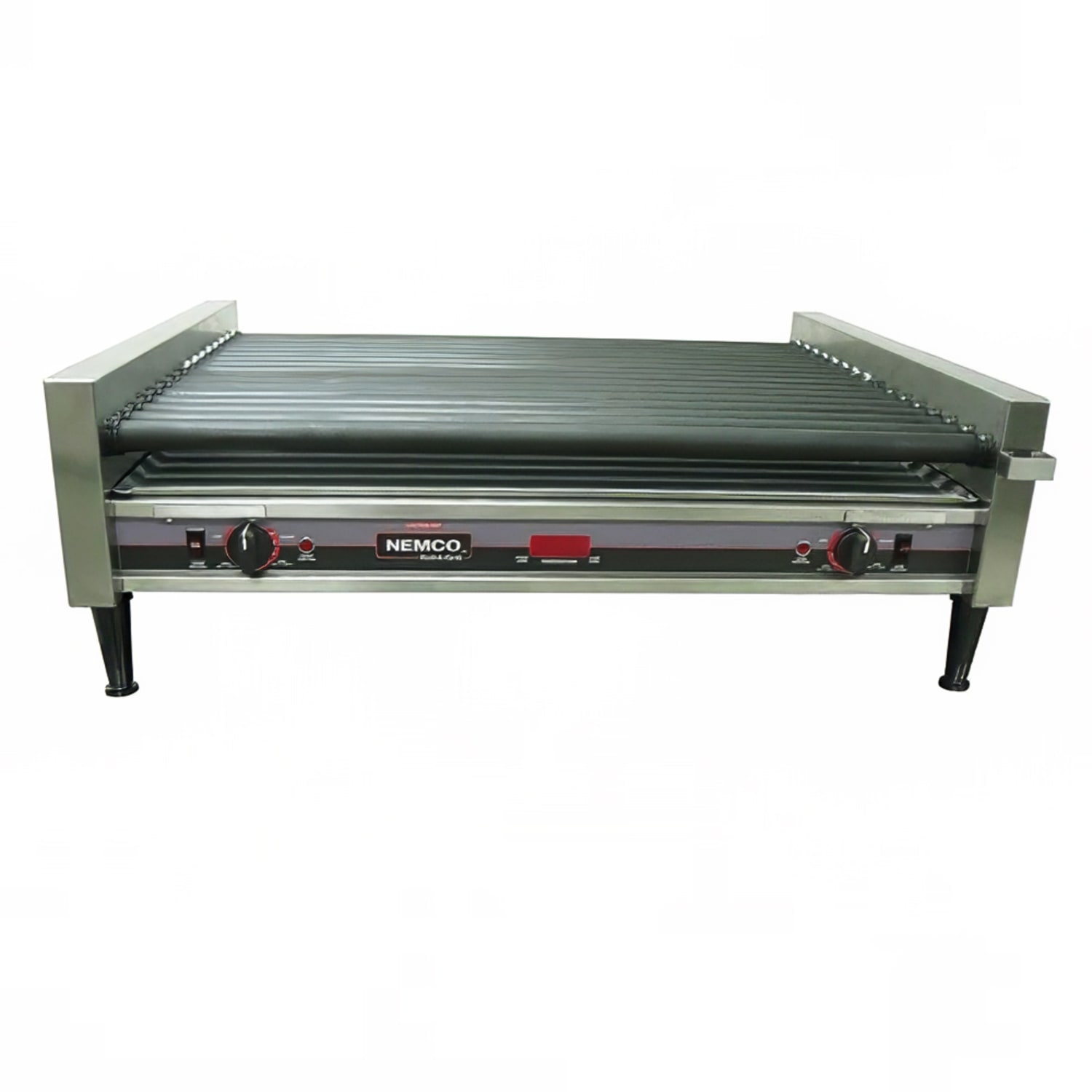 Nemco 8075SXW-SLT-RC 75 Hot Dog Roller Grill w/ Manual Controls - Slanted Top, 120v, Stainless Steel
