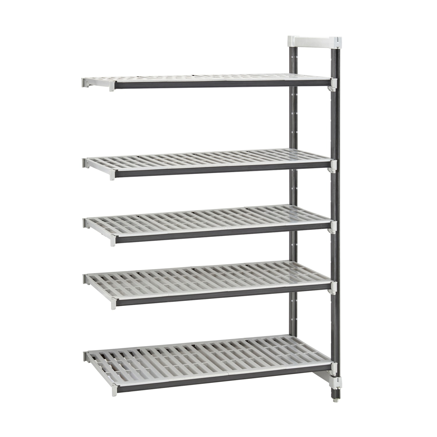 Cambro EXA183072V5480 30 NSF 5-Tier Heavy-Duty Plastic Shelving Unit - Camshelving Elements XTRA, 18W, 72H, 30"" x 18"" x 72"", Camguard Protection, Gray
