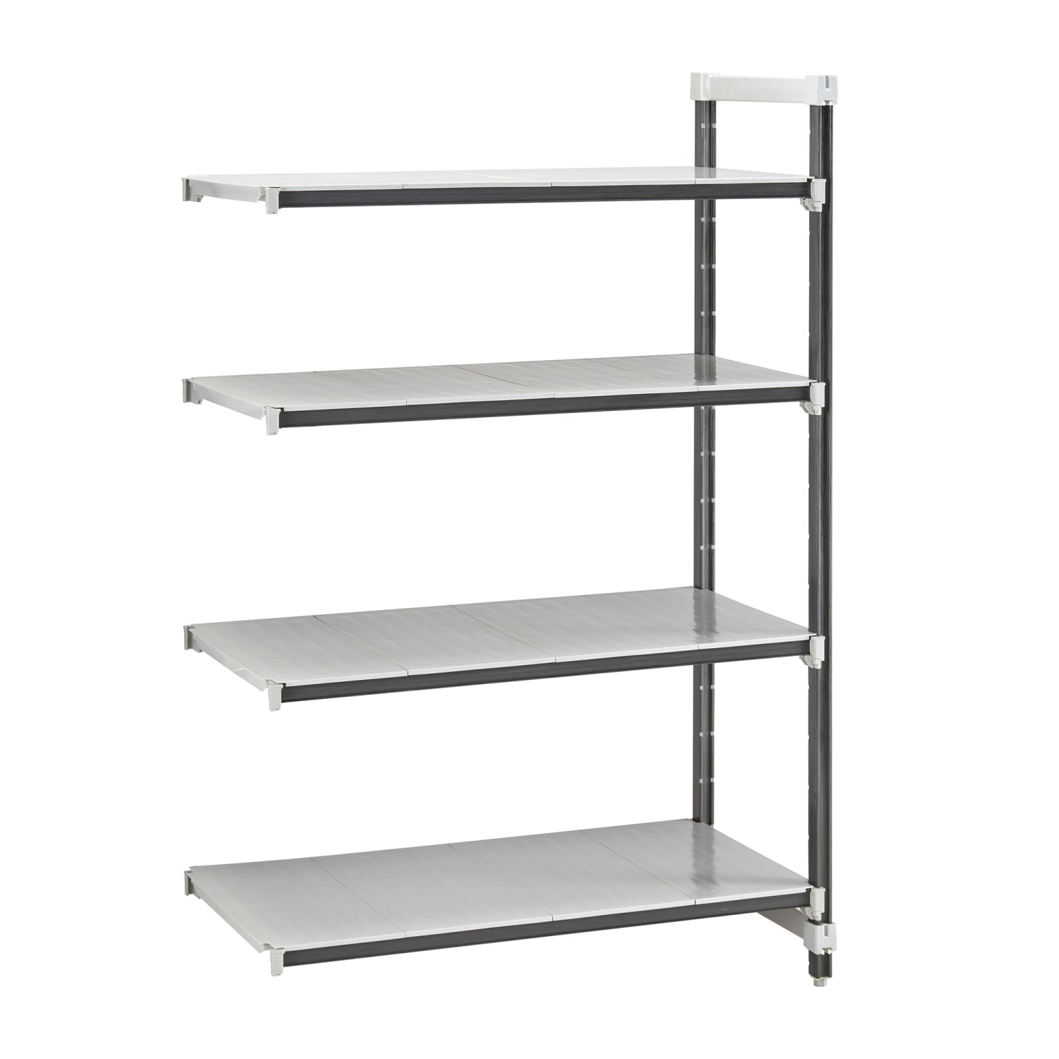 Cambro EXA183072S4480 30 NSF 4-Tier Heavy-Duty Plastic Shelving Unit - Camshelving Elements XTRA, 18W, 72H, 30"" x 18"" x 72"", Camguard Protection, Gray