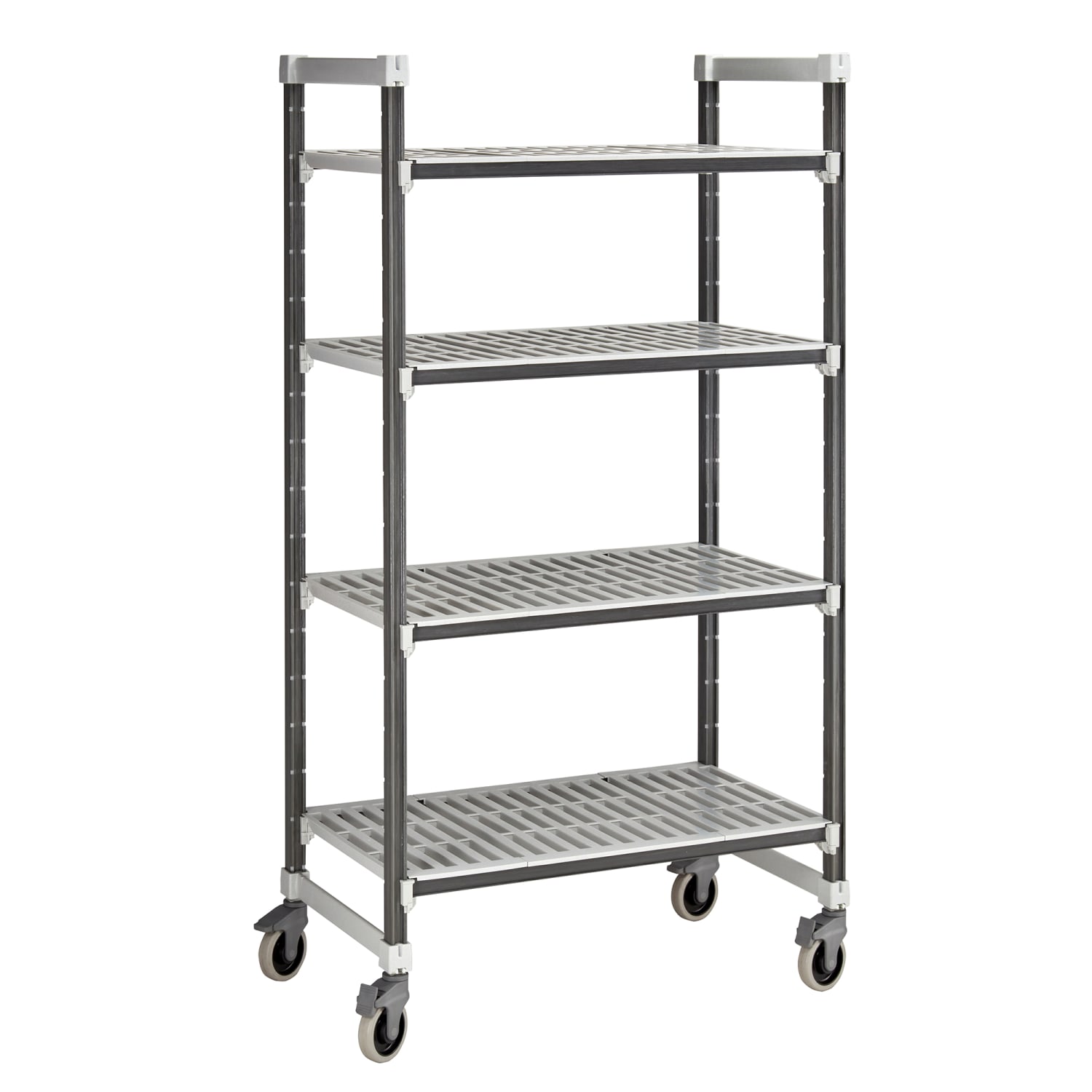 Cambro EXHD216078V4480 60 NSF 4-Tier Heavy-Duty Plastic Shelving Unit - Camshelving Elements XTRA, Mobile, 21W, 78H, 60"" L x 21"" W, Camguard, Gray