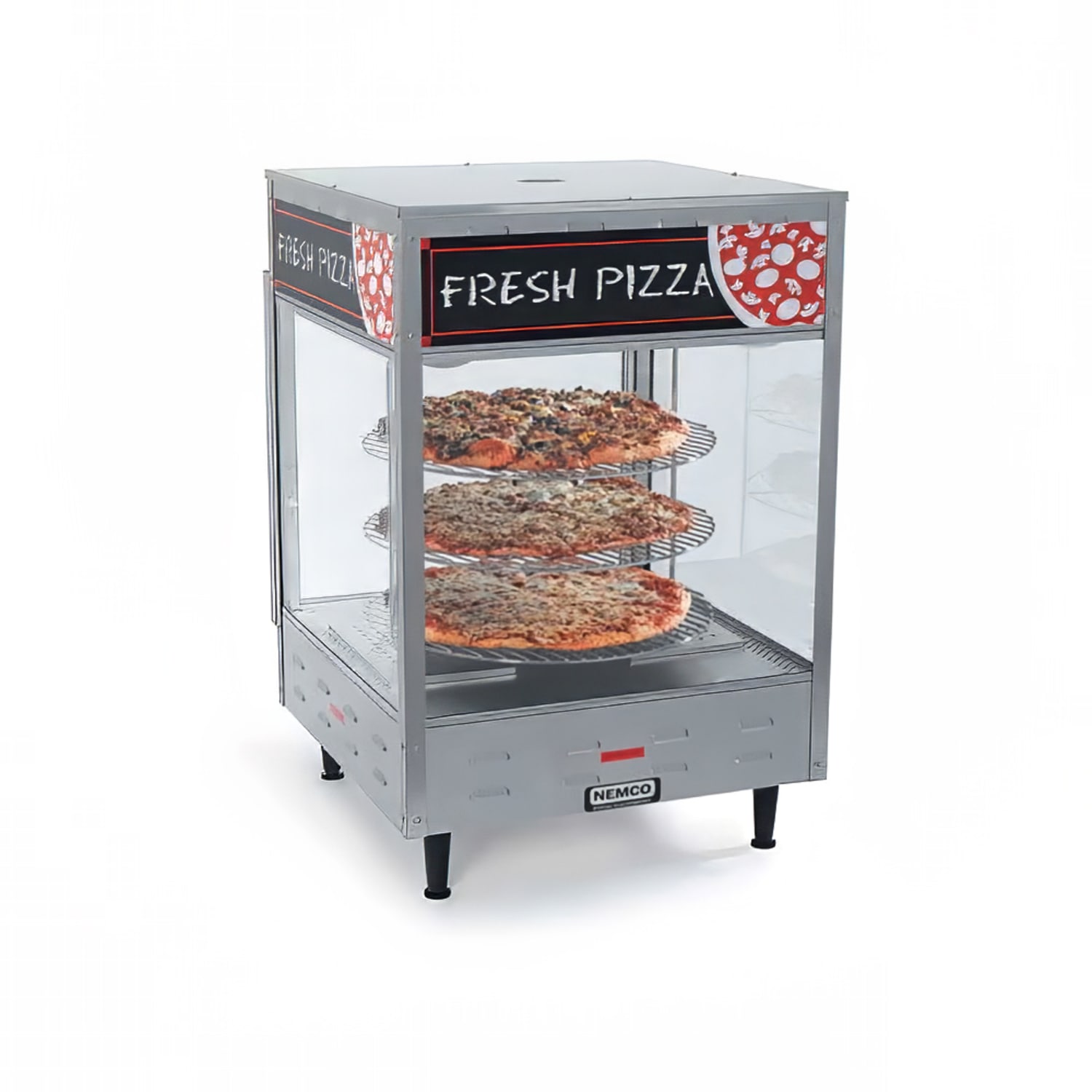 Nemco 6450-4 22 1/4 Rotating Heated Pizza Merchandiser w/ 4 Levels, 120v, Stainless Steel