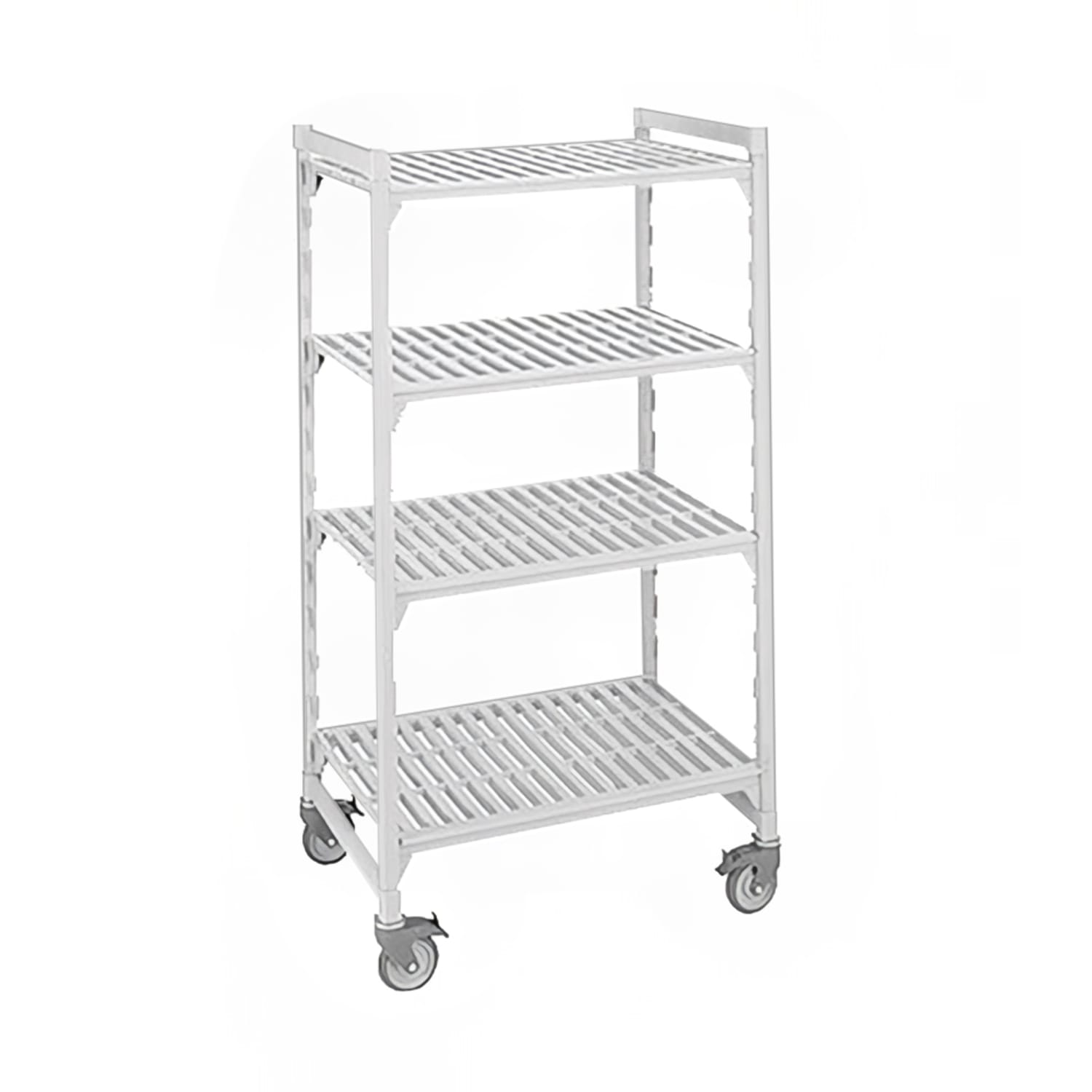 Cambro CPHU214867S4480 48 NSF 4-Tier Heavy-Duty Plastic Shelving Unit - Camshelving Premium, Mobile, 21W, 67H, Gray