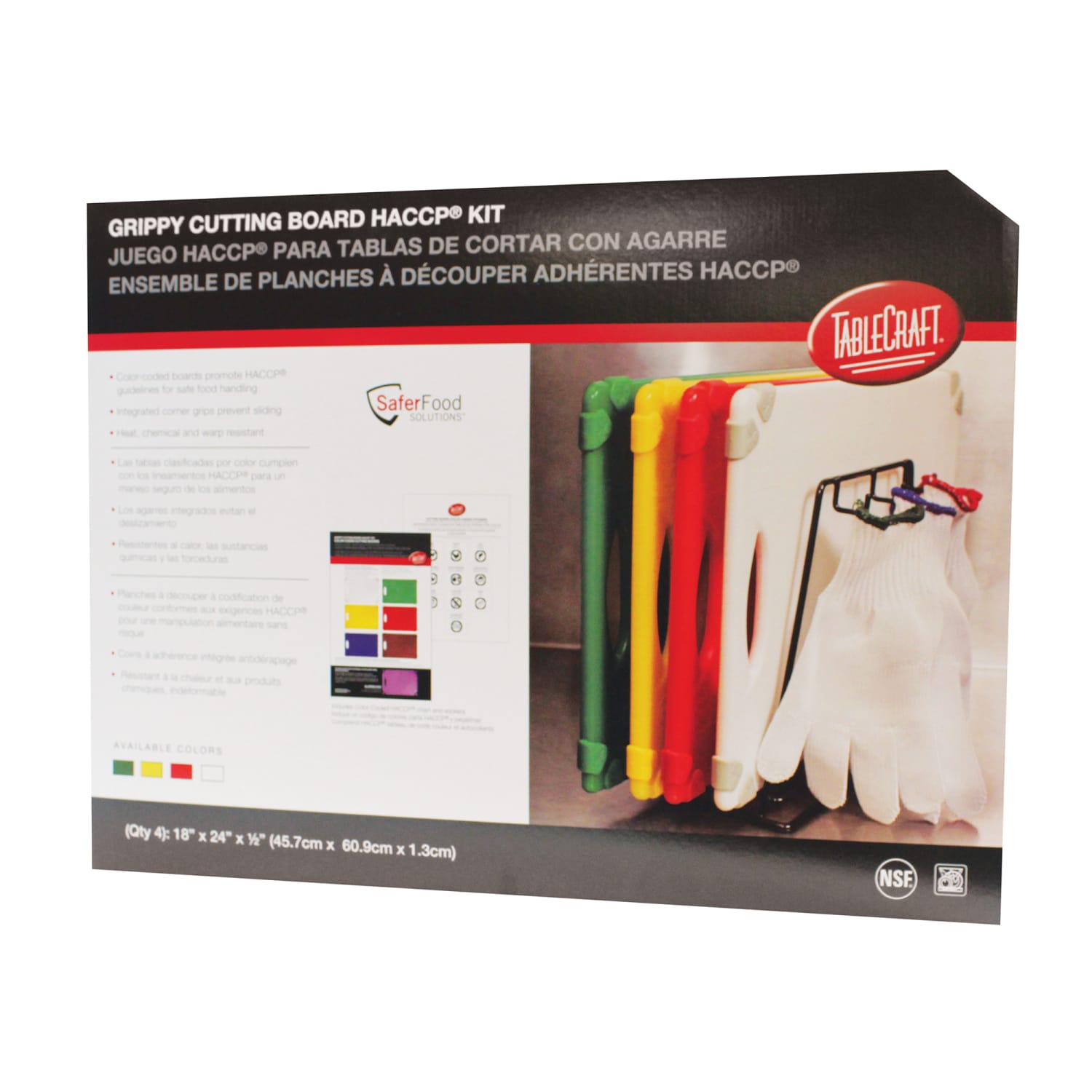 Tablecraft CBG1824APK4 Cutting Board Set w/ 4 Boards - 18 x 24, Assorted Colors, Multi-Colored