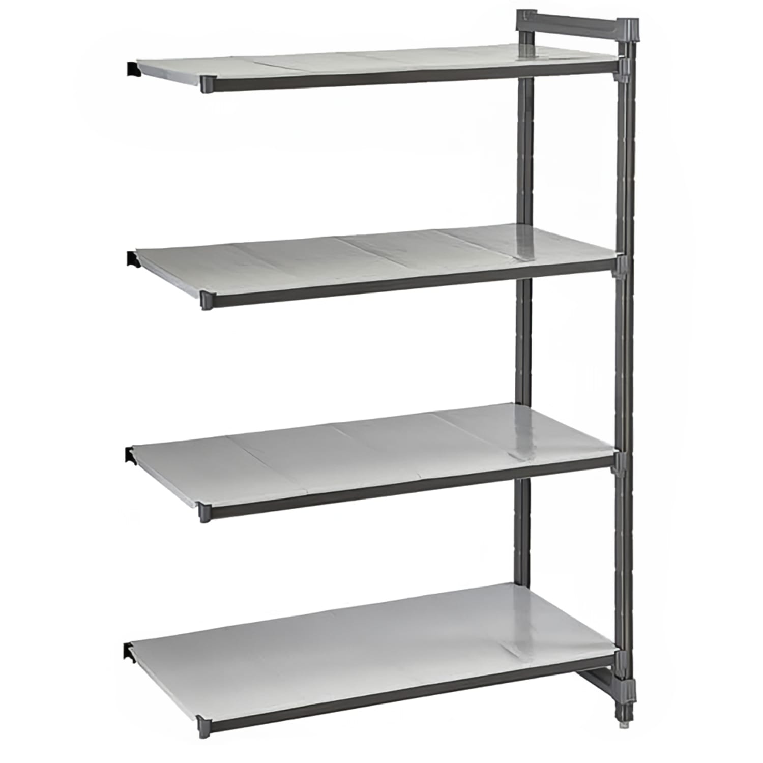 Cambro CBA215464S4580 54 NSF 4-Tier Heavy-Duty Plastic Shelving Unit - Camshelving Basics Plus, 21W, 64H, Gray