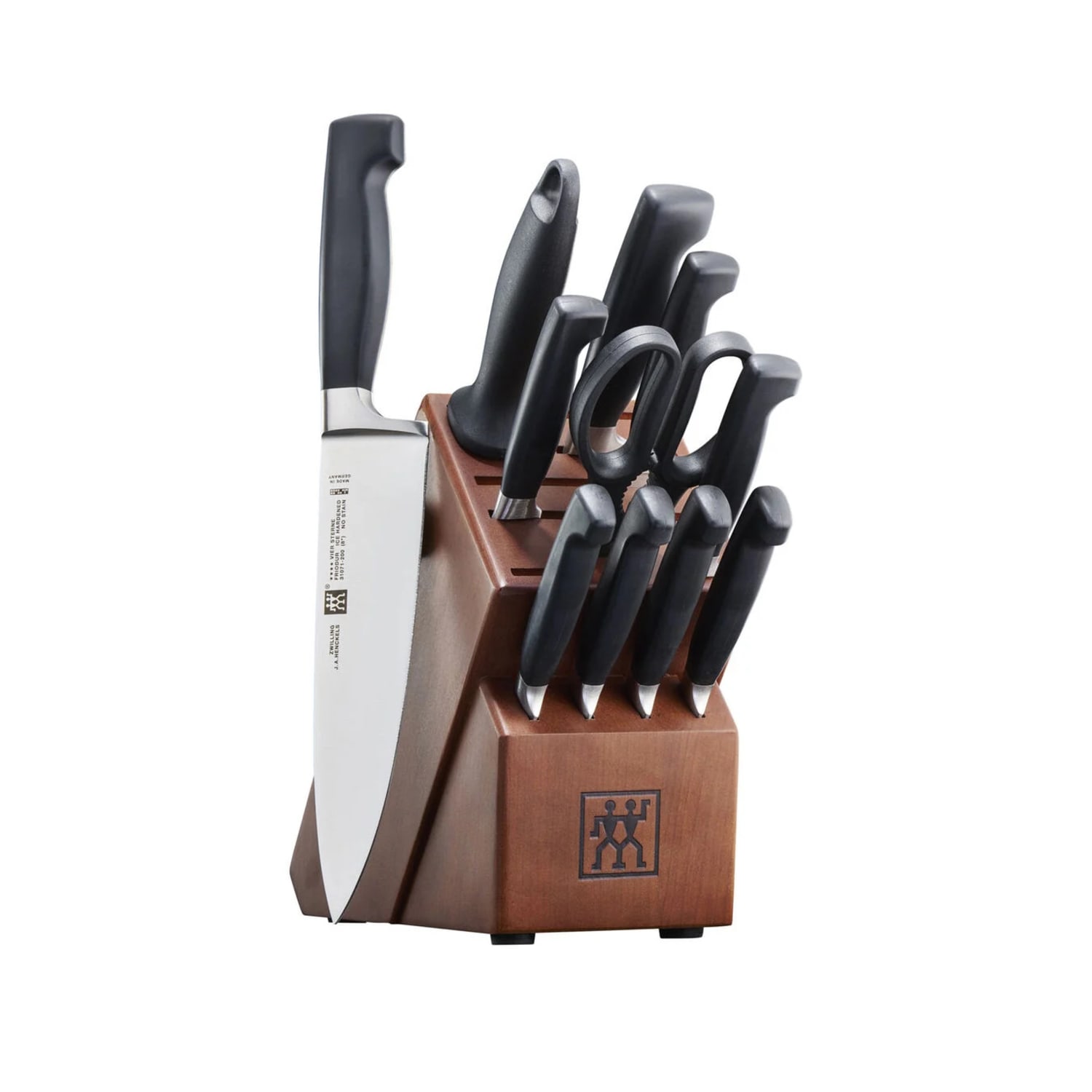 Zwilling 35740-012 Four Star 12 Piece Knife Set w/ Walnut Block, Stainless Steel