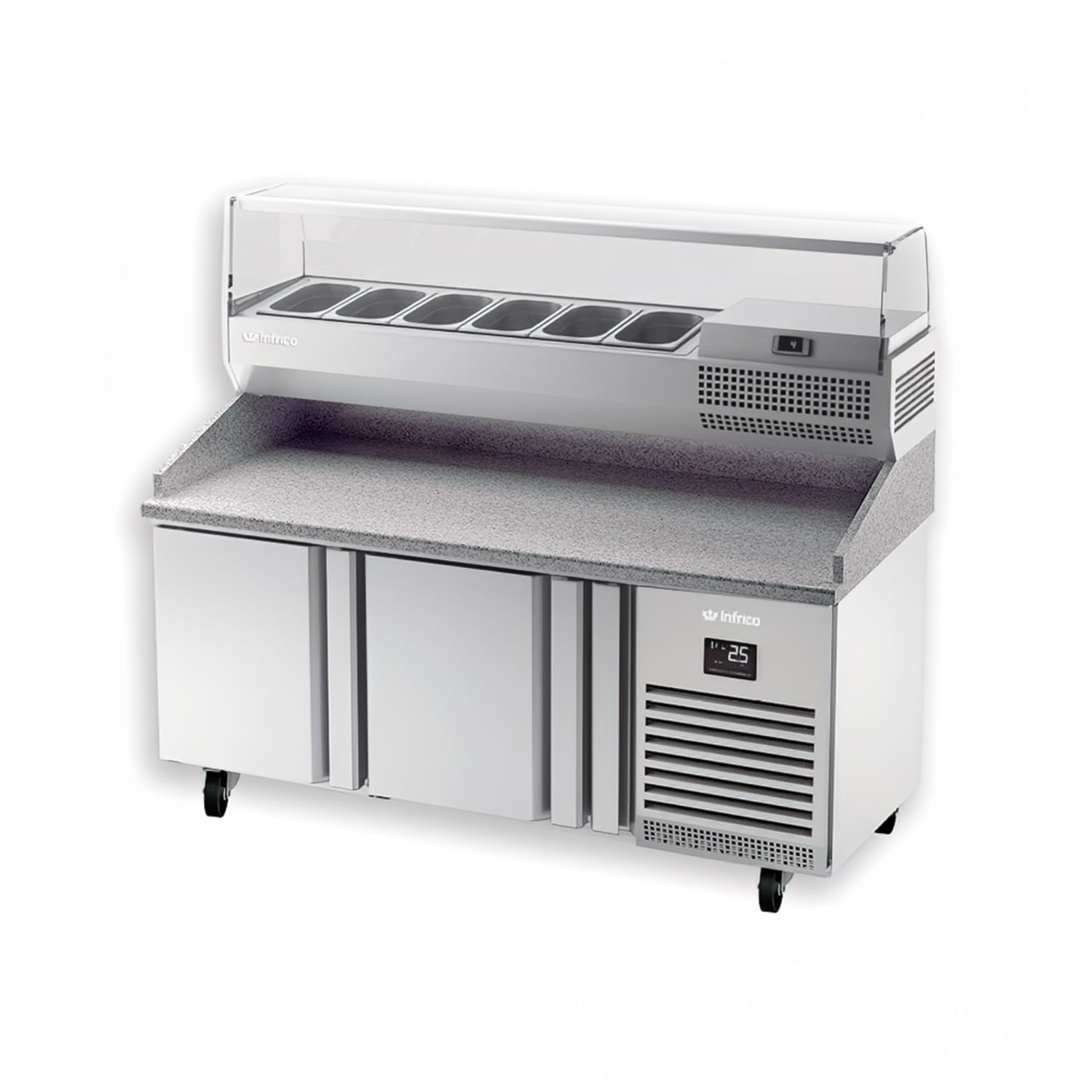 Infrico IRT-MPG1490-COMBO 58 5/8 Pizza Prep Table w/ Refrigerated Base, 115v, Stainless Steel