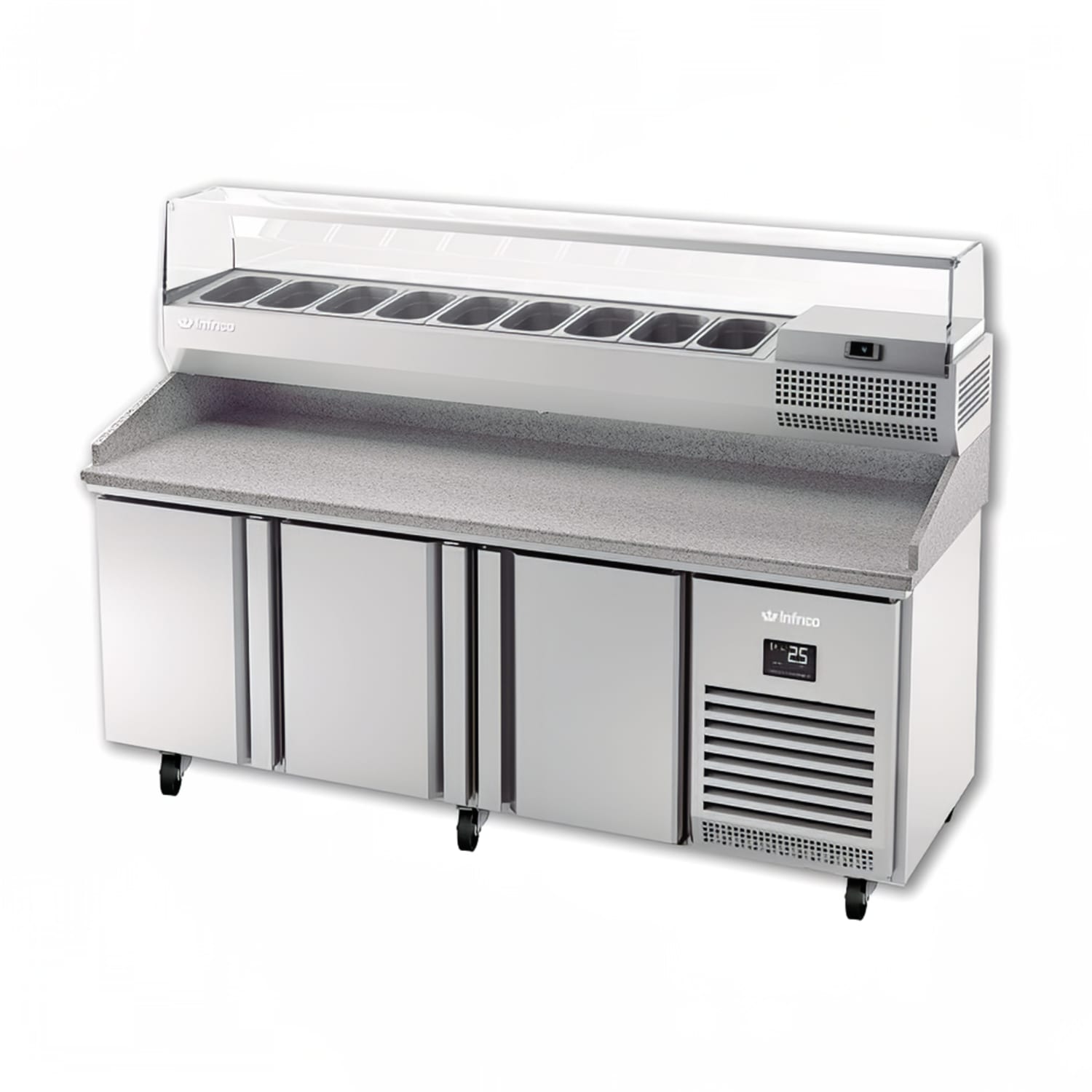 Infrico IRT-MPG1980-COMBO 78 MPG Series Pizza Prep Table w/ Refrigerated Base, 115v, Stainless Steel