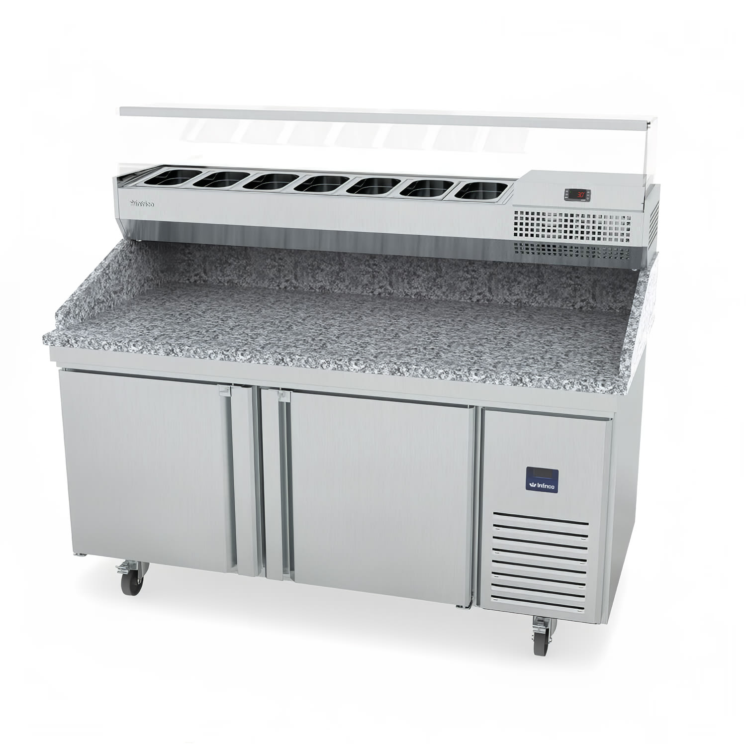 Infrico IRT-MR67-GTCOMBO 68 7/8 MR Series Pizza Prep Table w/ Refrigerated Base, 115v, Stainless Steel