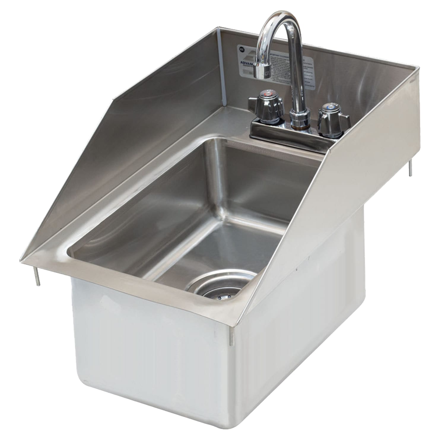 Advance Tabco DI-1-10SP-EC 12 1 Compartment Sink w/ 10 x 14 x 10 Bowl, 10"" Deep, 6"" Back & Side Splashes, Stainless Steel