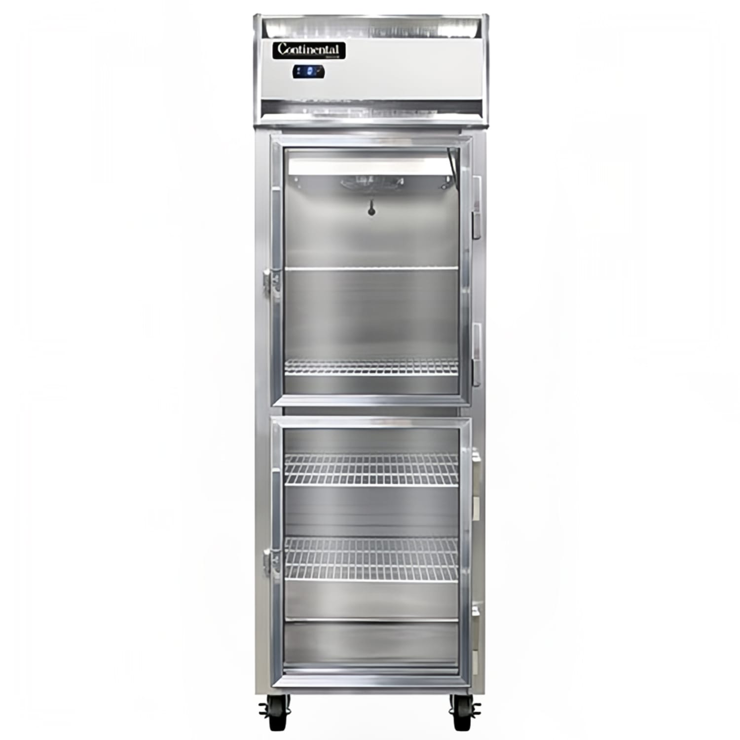 Continental 1FSNSAGDHD 26 1 Section Reach In Freezer, 2 Right Hinge Glass Doors, 115v, Aluminum/Stainless Steel