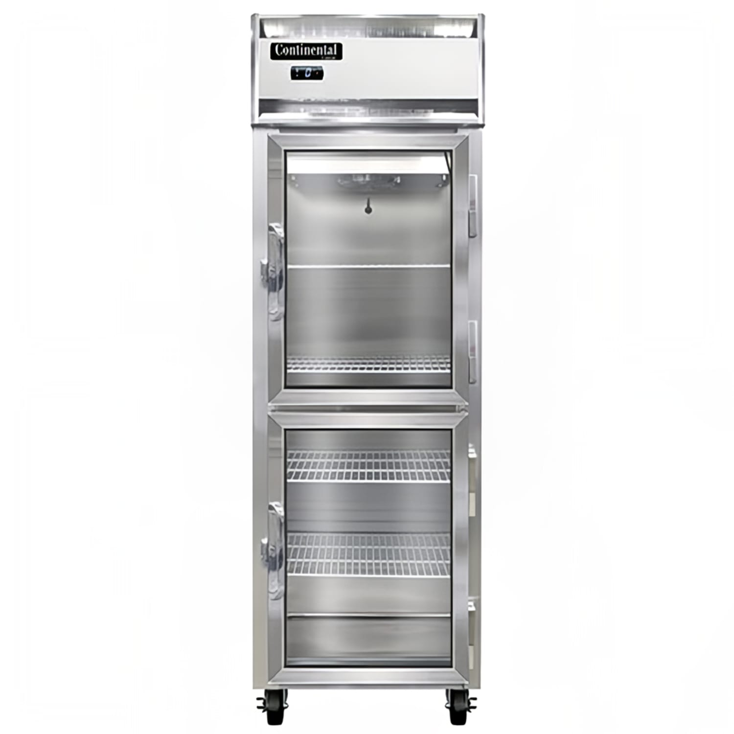 Continental 1FNSAGDHD 26 1 Section Reach In Freezer, 2 Right Hinge Glass Doors, 115v, Aluminum/Stainless Steel