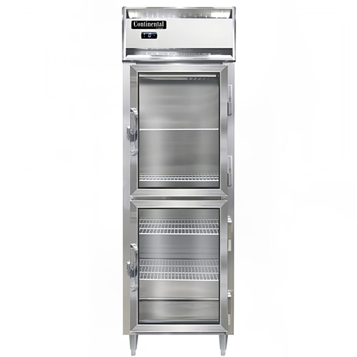 Continental D1FNSAGDHD 26 Designer Line 1 Section Reach In Freezer, 2 Right Hinge Glass Doors, 115v, 4 Shelves, Stainless Steel