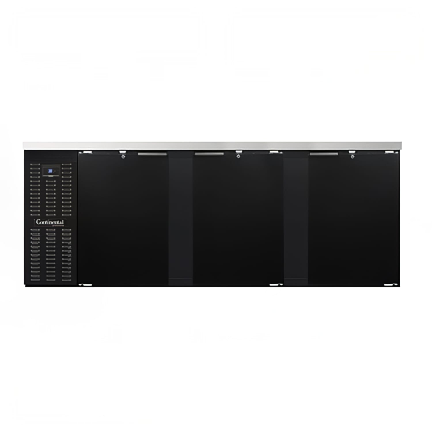Continental BB90SN 90 Bar Refrigerator - 3 Swinging Solid Doors, Black, 115v, 25-cu.-ft. Capacity