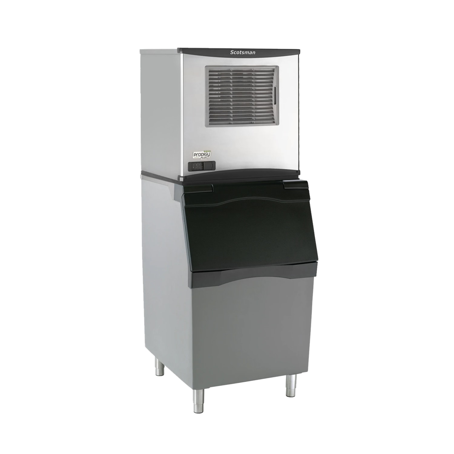 Scotsman NS0422AX-1/B530P/KBT27 430 lb Prodigy Plus Nugget Commercial Ice Machine w/ Bin & Filter - 536 lb Storage, Air Cooled, Soft Nugget, 420 lb Production, 536-lb. Storage, Stainless Steel, 115 V
