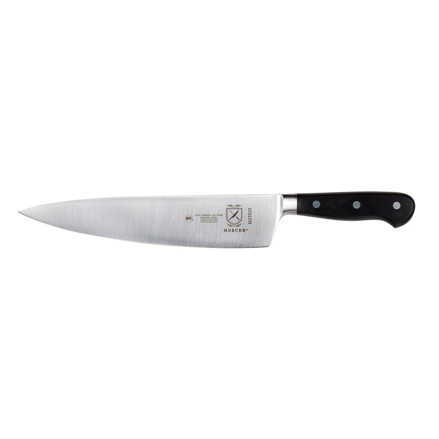Mercer Culinary M23520 9 Chef's Knife w/ Black Ergonomic Delrin Handle, High-Carbon German Steel