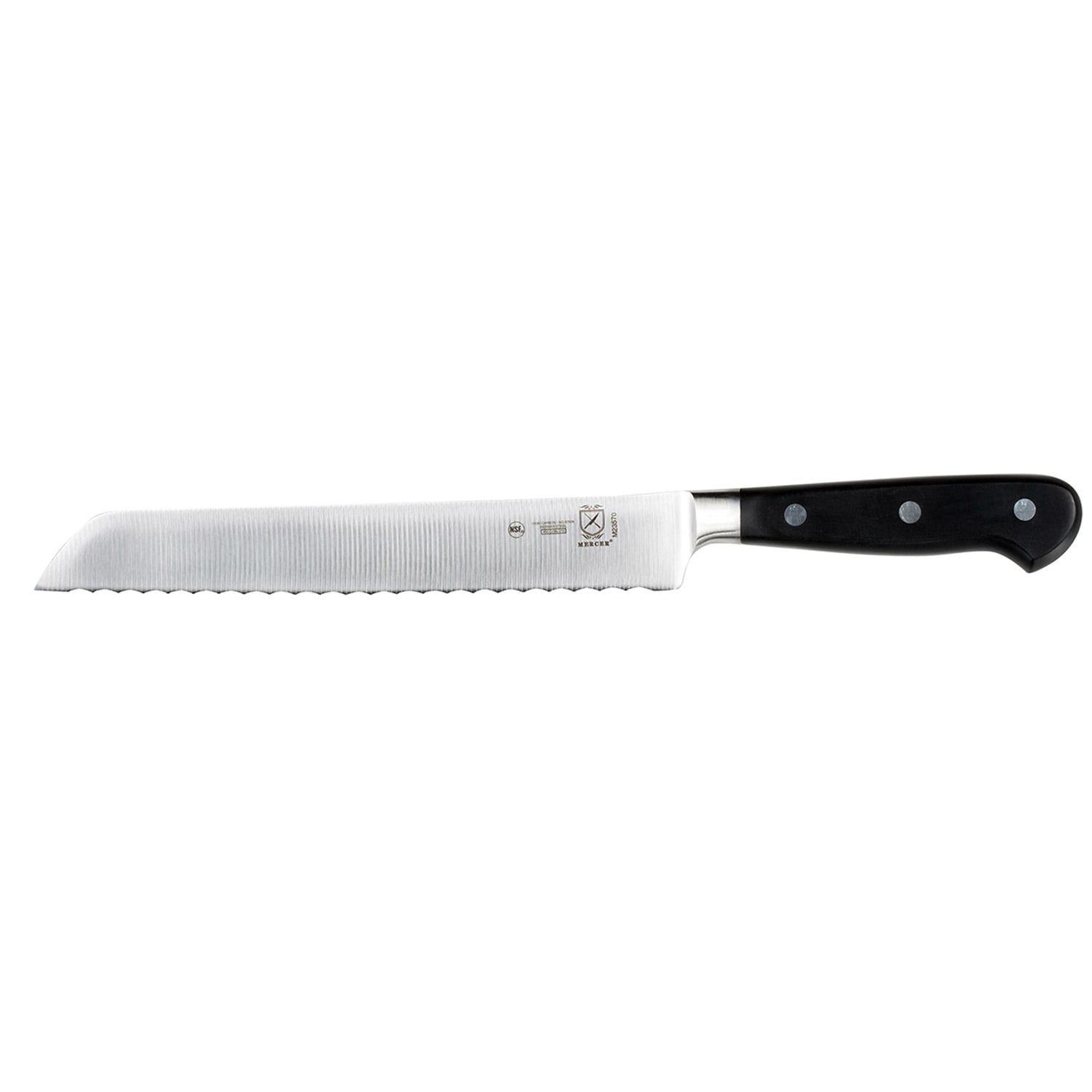 Mercer Culinary M23570 8 Bread Knife w/ Black Ergonomic Delrin Handle, High-Carbon German Steel