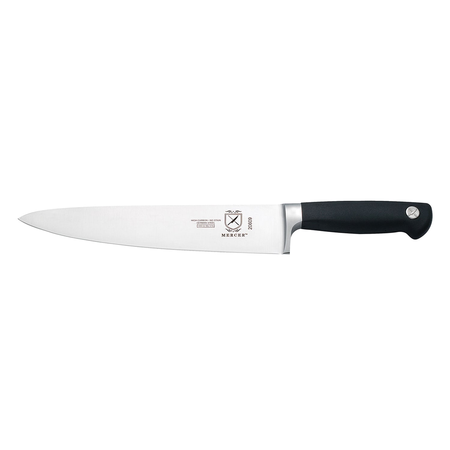 Mercer Culinary M20609 9 Chef's Knife w/ Black Non-Slip Santoprene Handle, High-Carbon German Steel